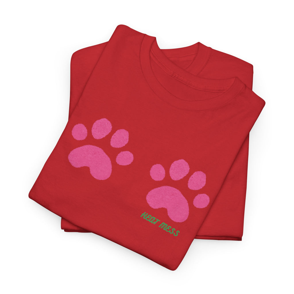 Cute Pink Cat Paw T-Shirt - Heat Mess