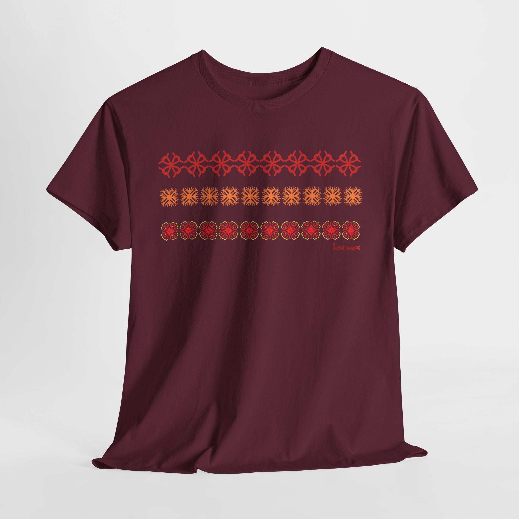Geometric Floral Stripe T-SHIRT - Heat Mess