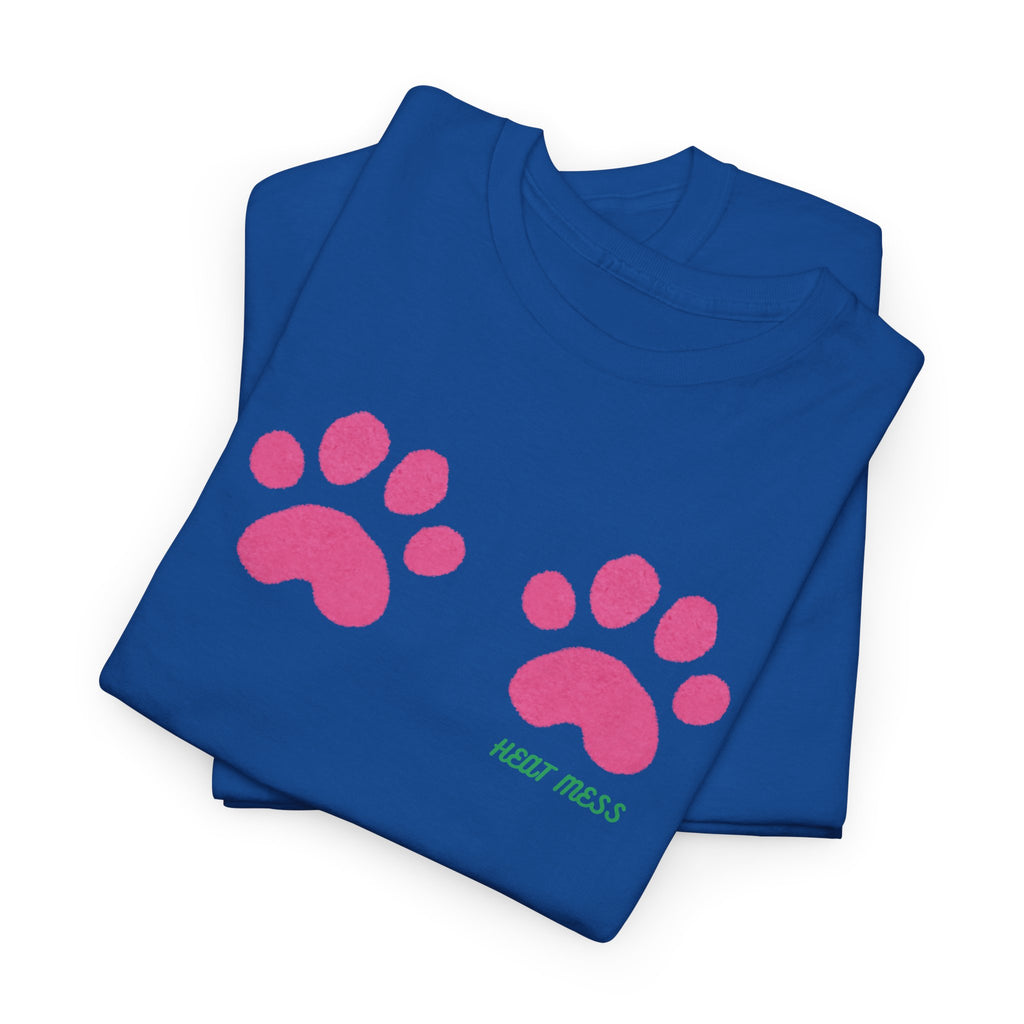 Cute Pink Cat Paw T-Shirt - Heat Mess