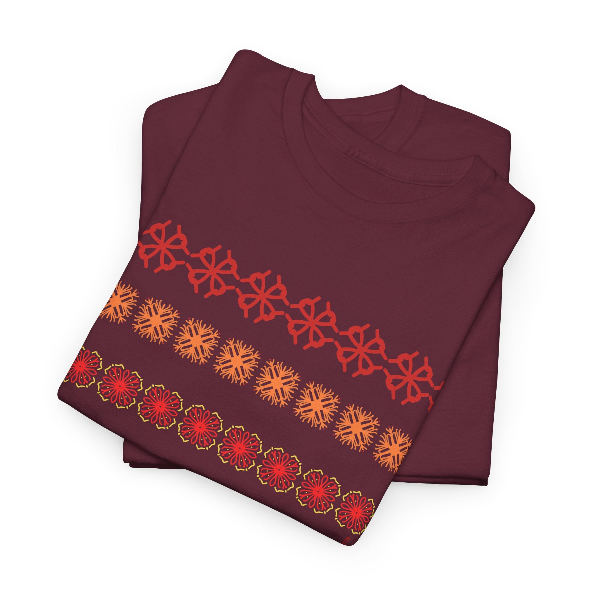 Geometric Floral Stripe T-SHIRT - Heat Mess