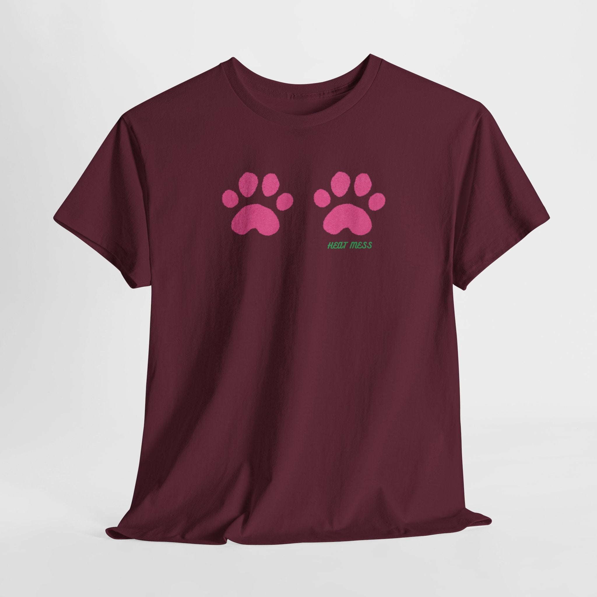 Cute Pink Cat Paw T-Shirt - Heat Mess
