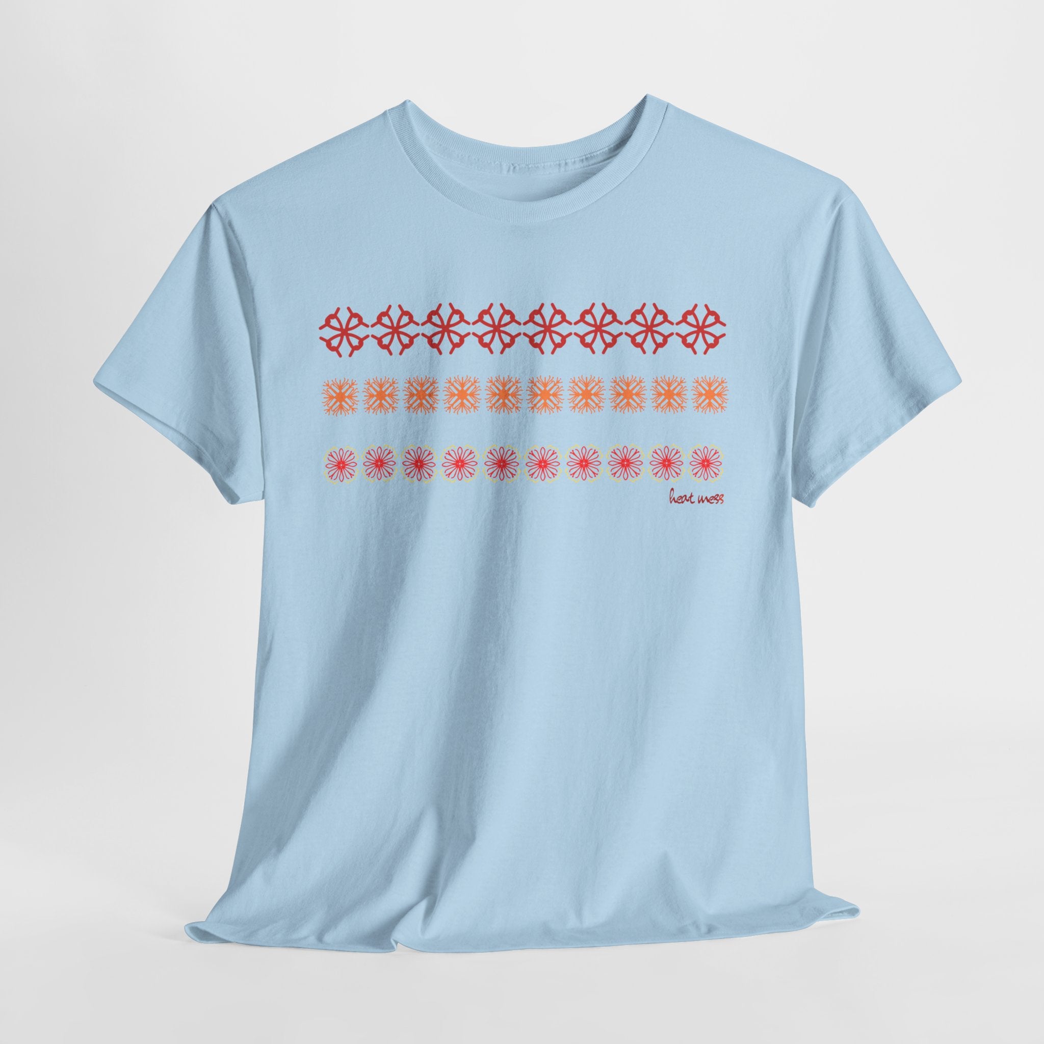 Geometric Floral Stripe T-SHIRT - Heat Mess