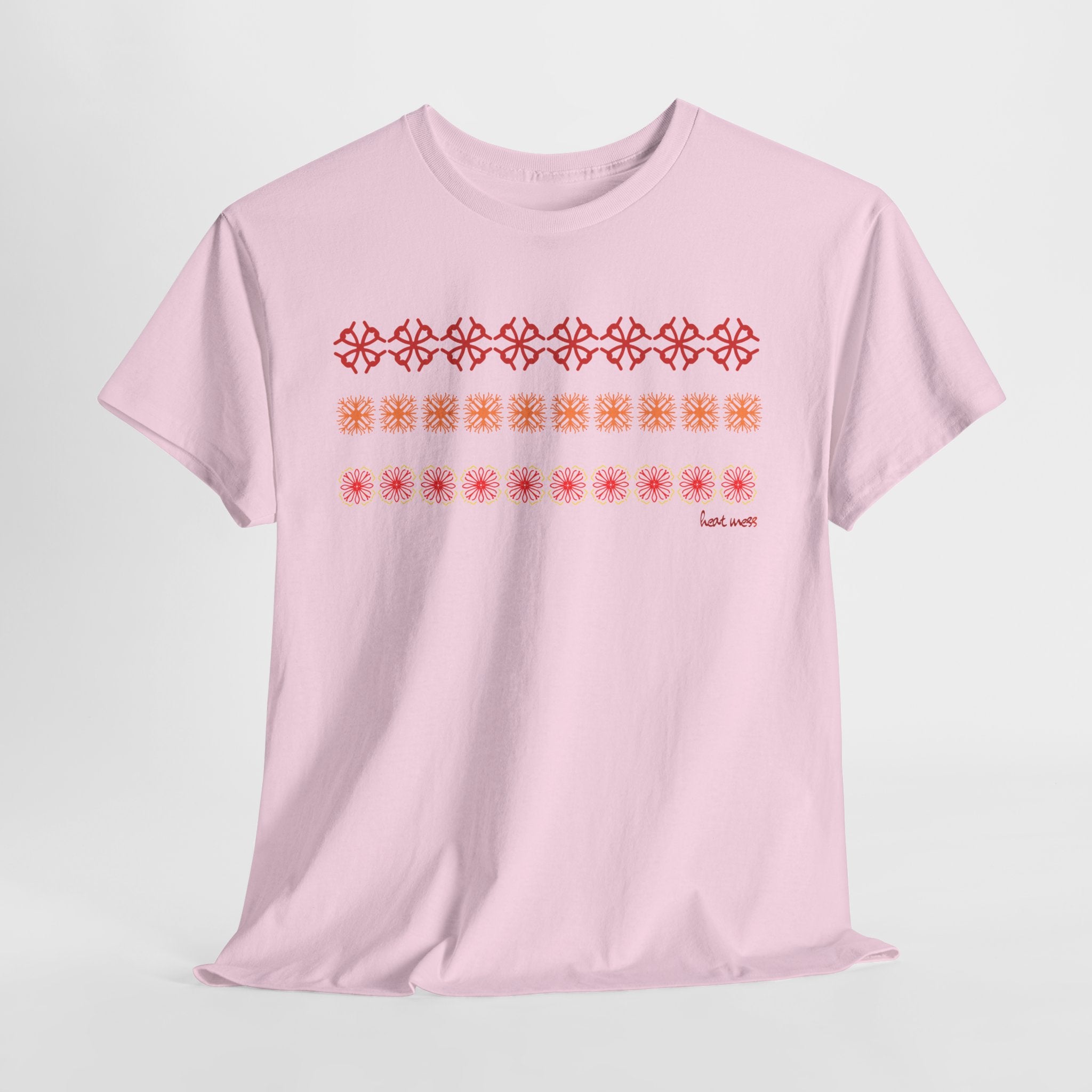 Geometric Floral Stripe T-SHIRT - Heat Mess