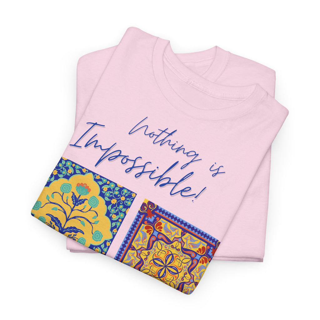 Inspirational Tile Art "Nothing Is Impossible" T-Shirt - Heat Mess