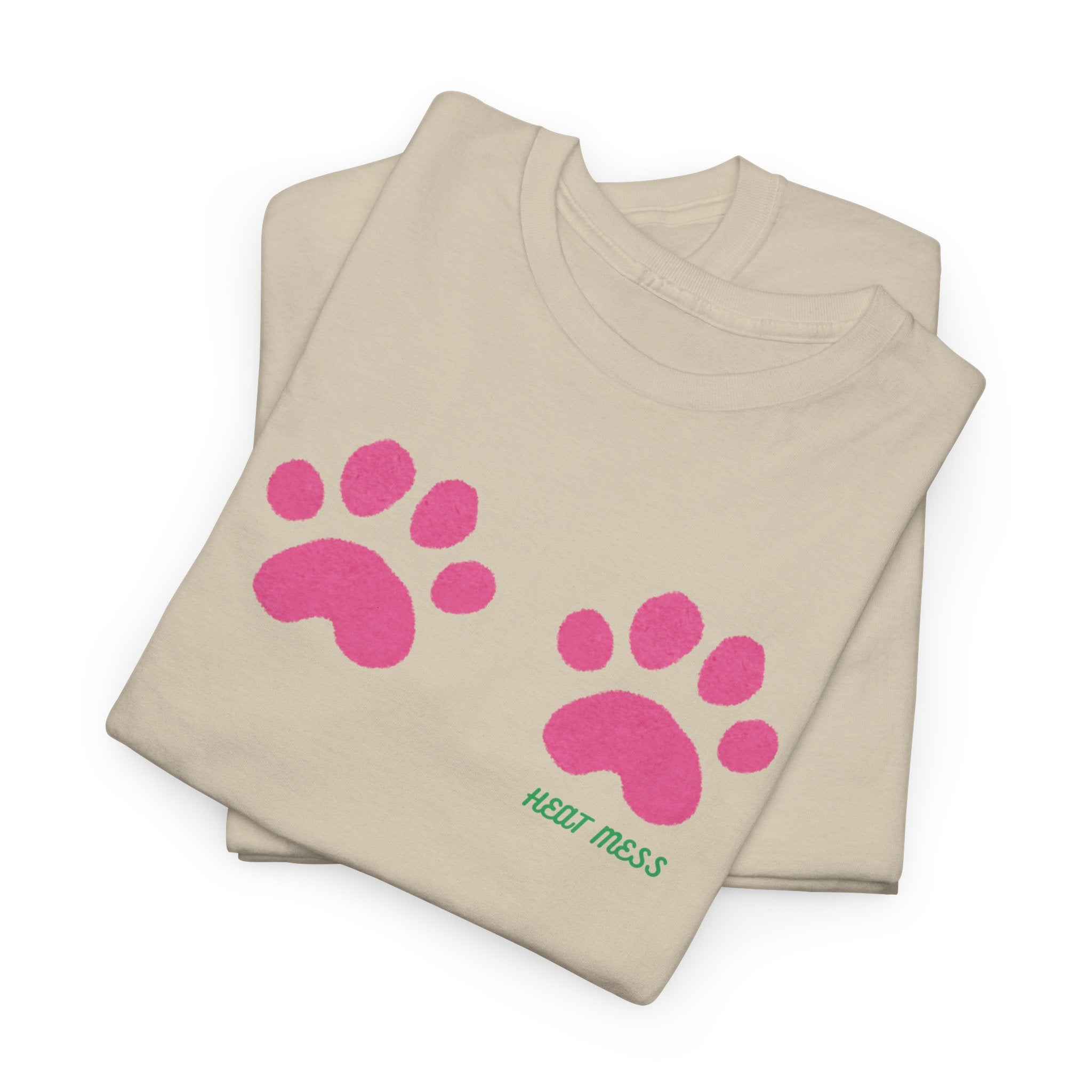 Cute Pink Cat Paw T-Shirt - Heat Mess