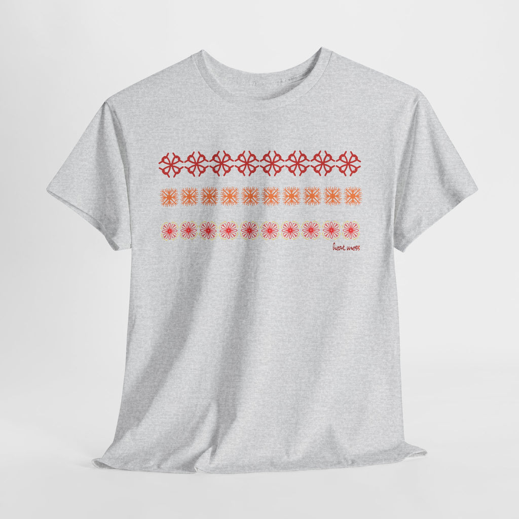Geometric Floral Stripe T-SHIRT - Heat Mess