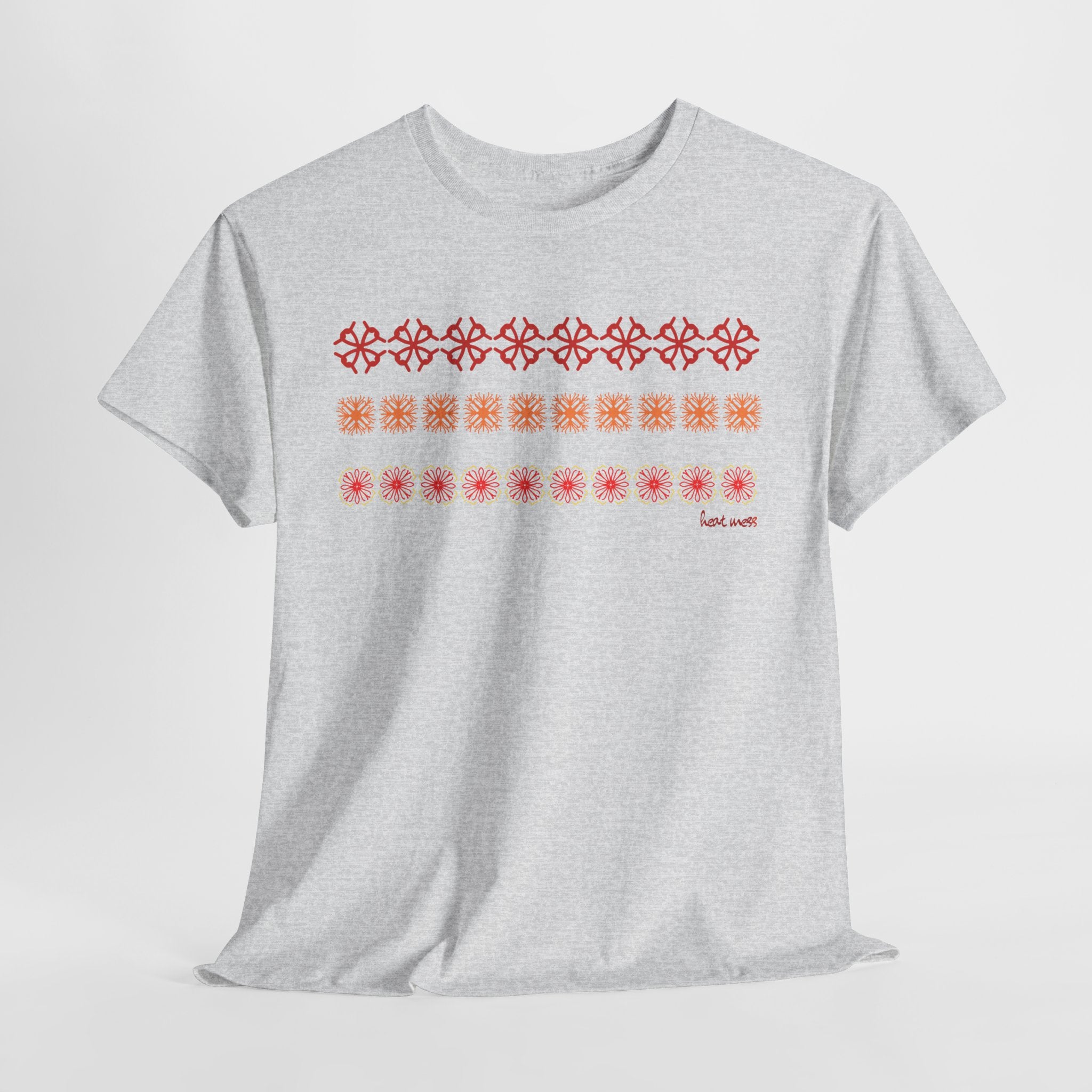 Geometric Floral Stripe T-SHIRT - Heat Mess