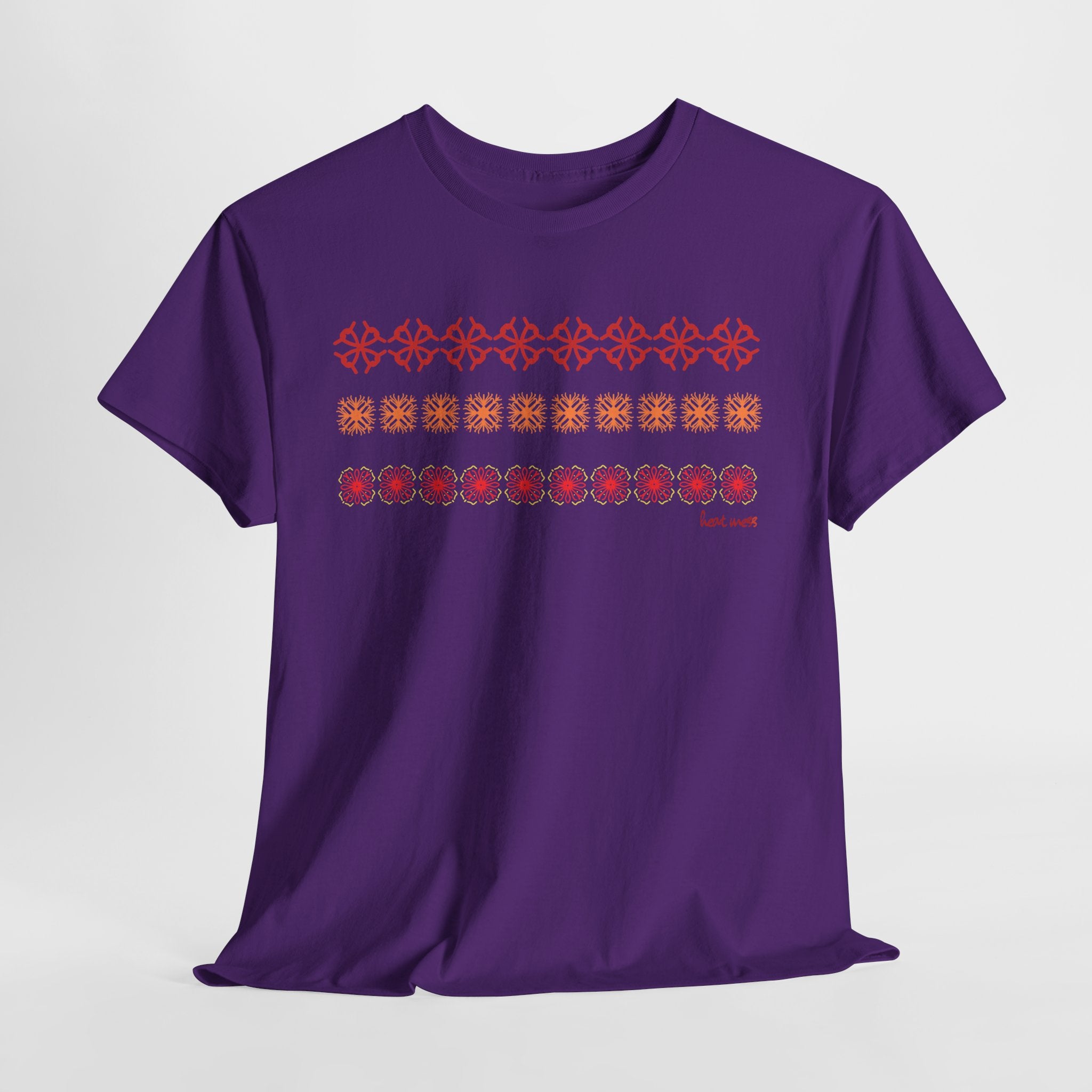 Geometric Floral Stripe T-SHIRT - Heat Mess