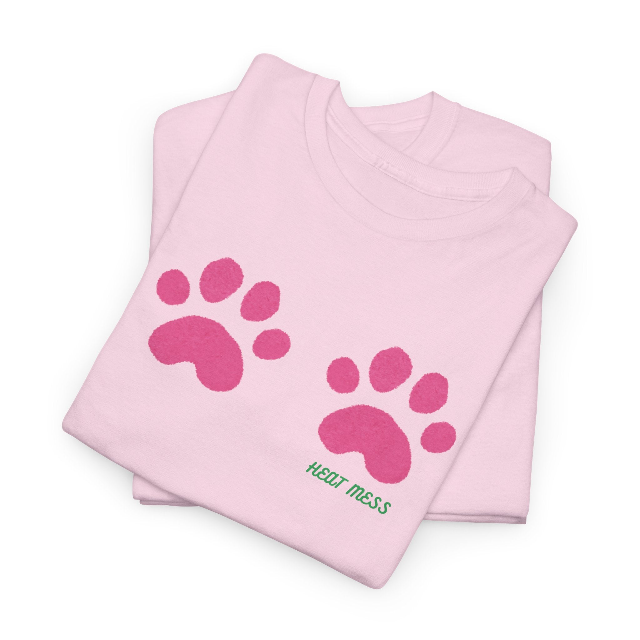 Cute Pink Cat Paw T-Shirt - Heat Mess