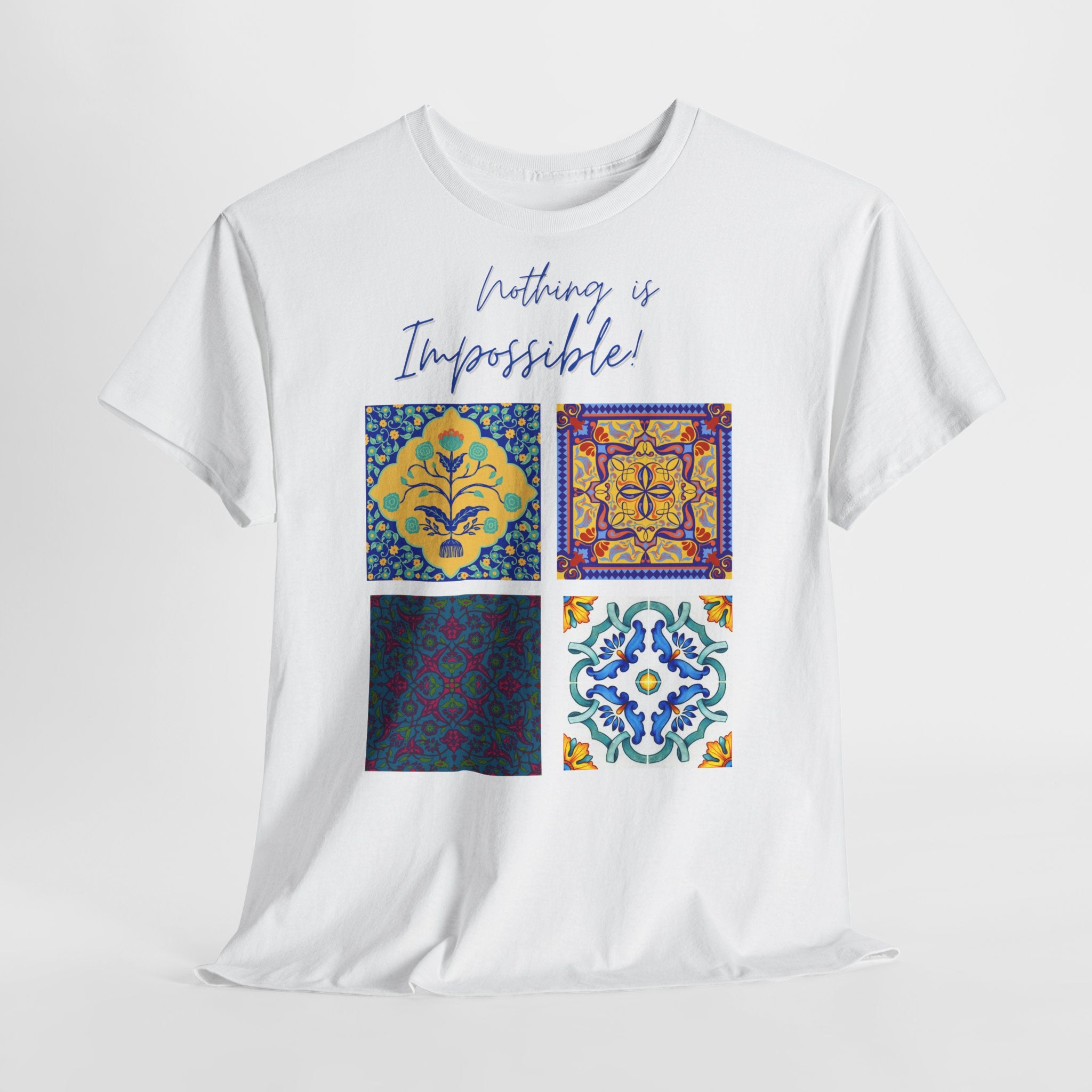 Inspirational Tile Art "Nothing Is Impossible" T-Shirt - Heat Mess