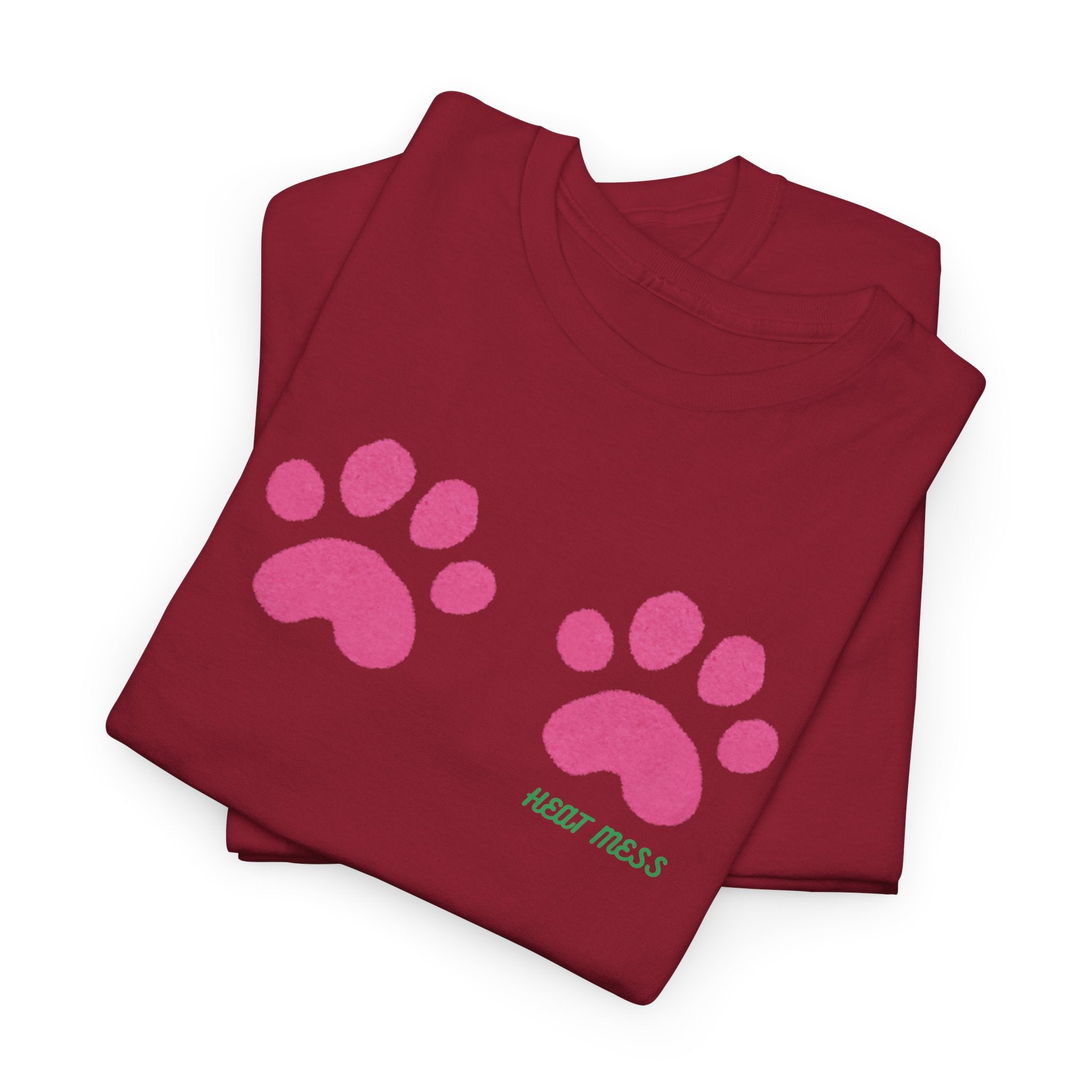 Cute Pink Cat Paw T-Shirt - Heat Mess