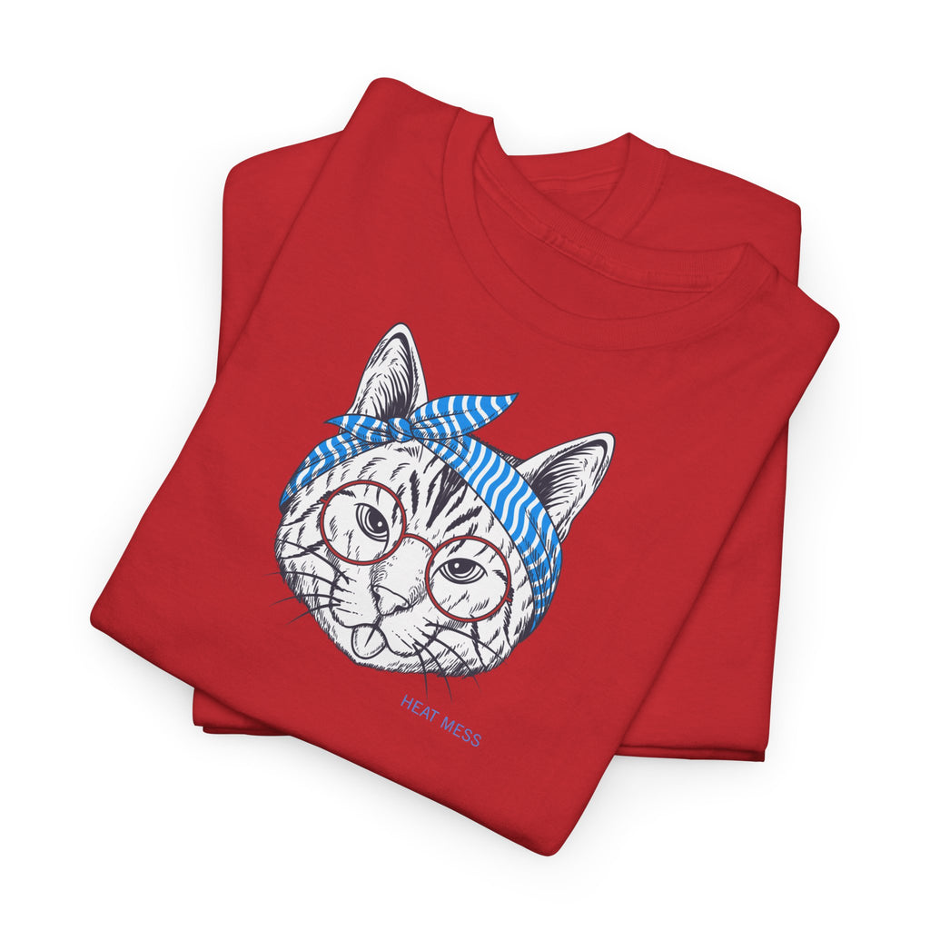 Cat with Bandana T‑Shirt - Heat Mess