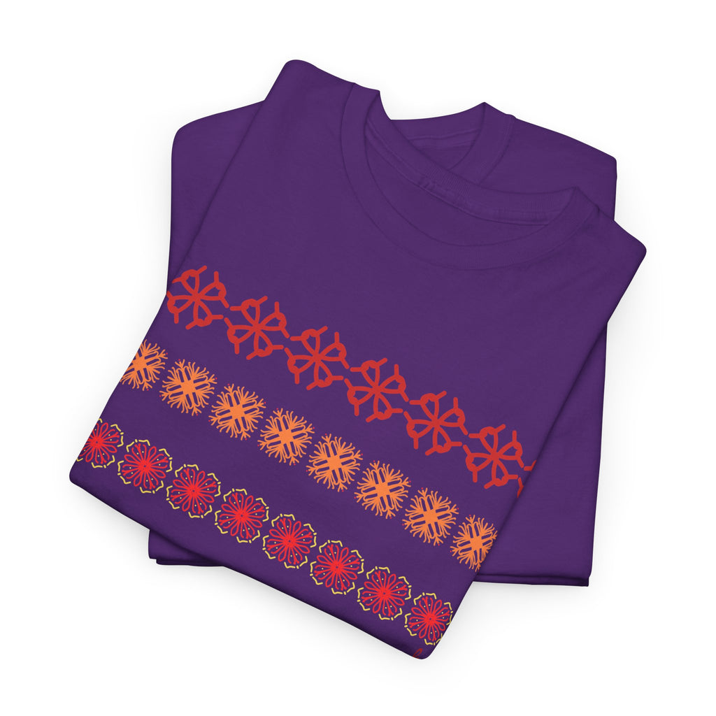 Geometric Floral Stripe T-SHIRT - Heat Mess