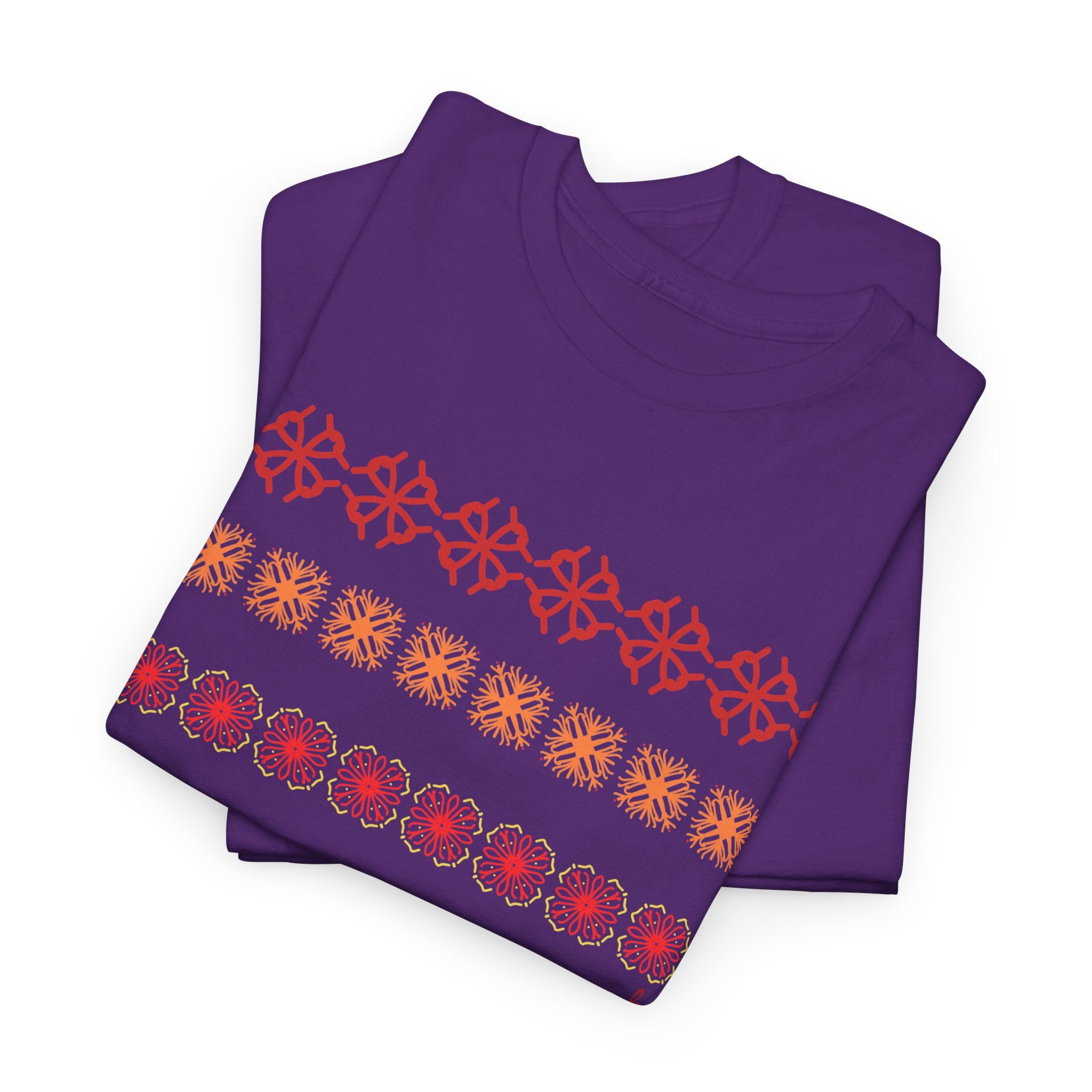 Geometric Floral Stripe T-SHIRT - Heat Mess