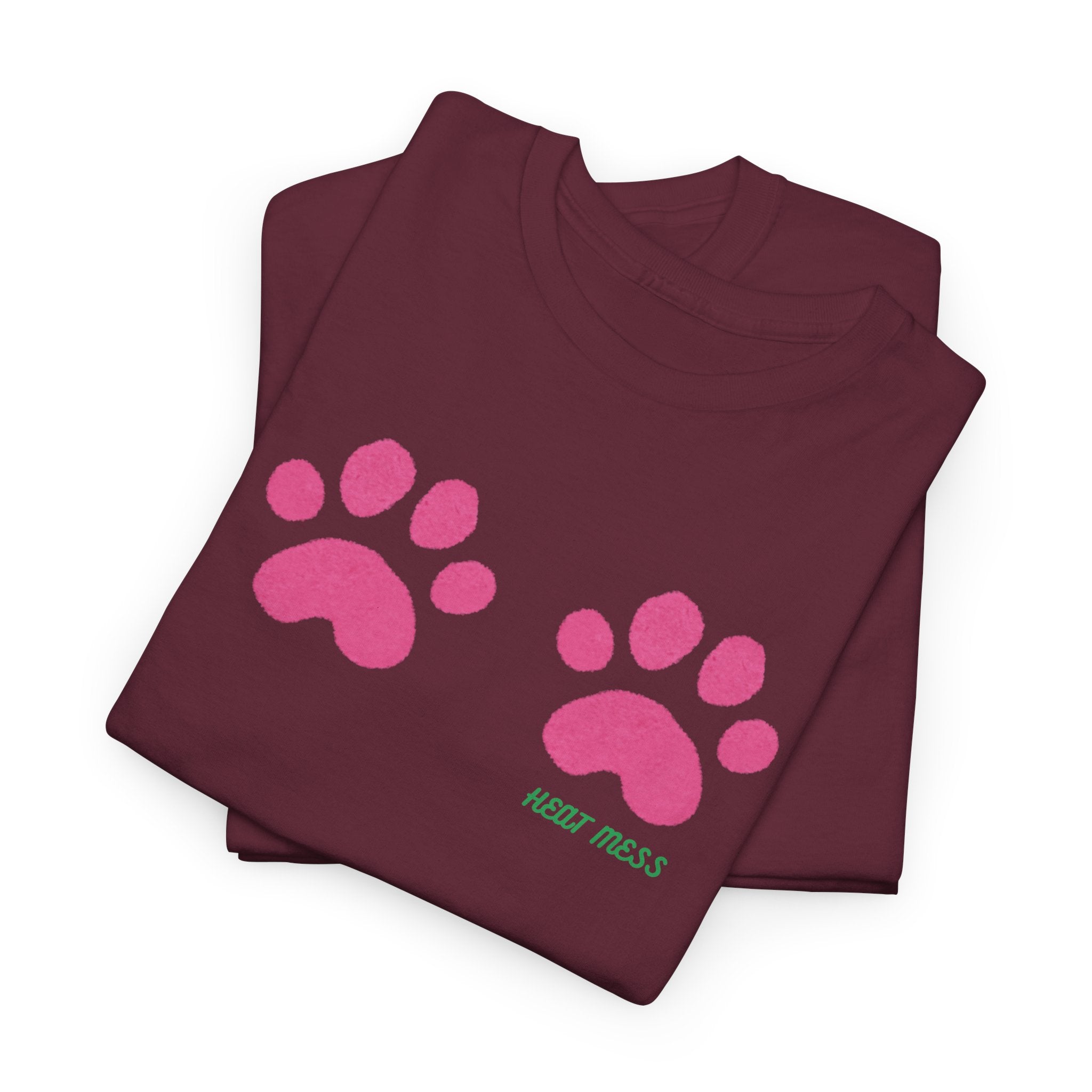 Cute Pink Cat Paw T-Shirt - Heat Mess