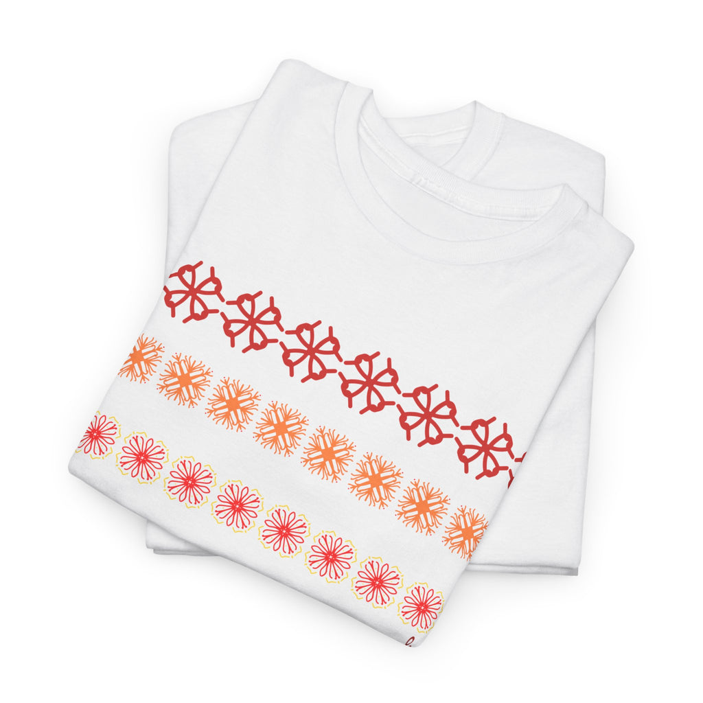 Geometric Floral Stripe T-SHIRT - Heat Mess