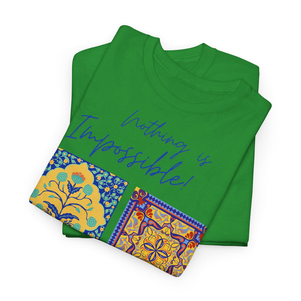 Inspirational Tile Art "Nothing Is Impossible" T-Shirt - Heat Mess