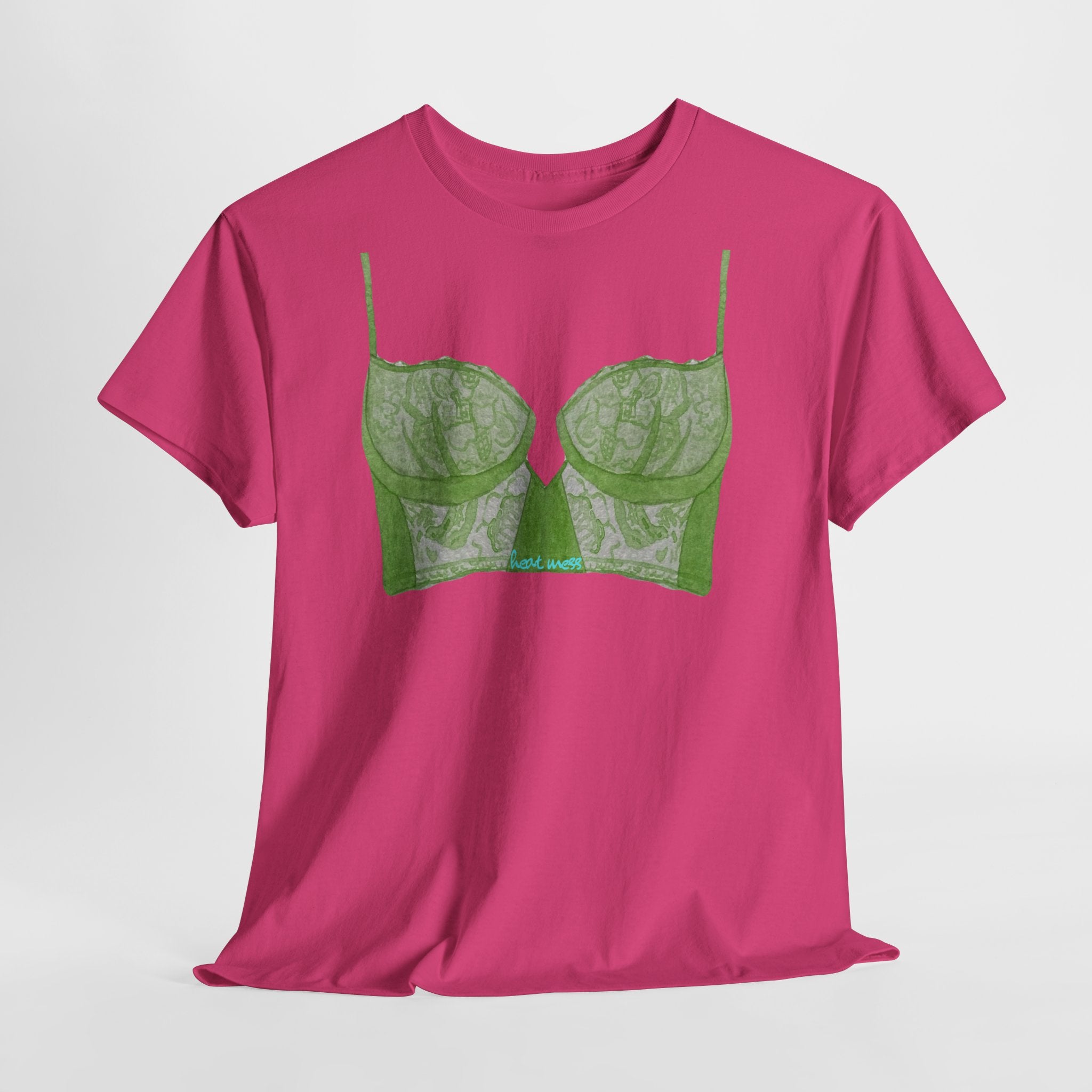 Green Lace Bralette T-Shirt - Heat Mess