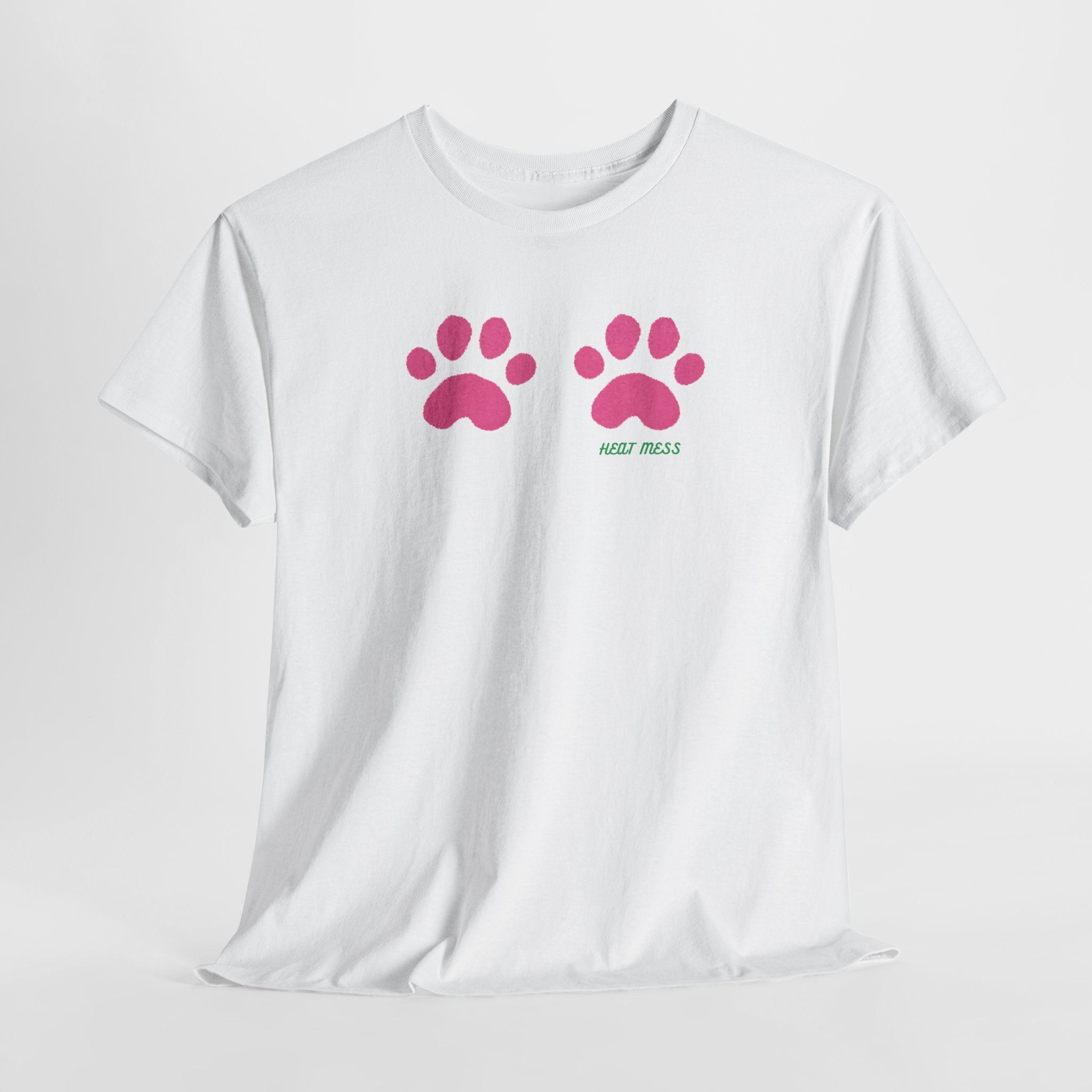 Cute Pink Cat Paw T-Shirt - Heat Mess