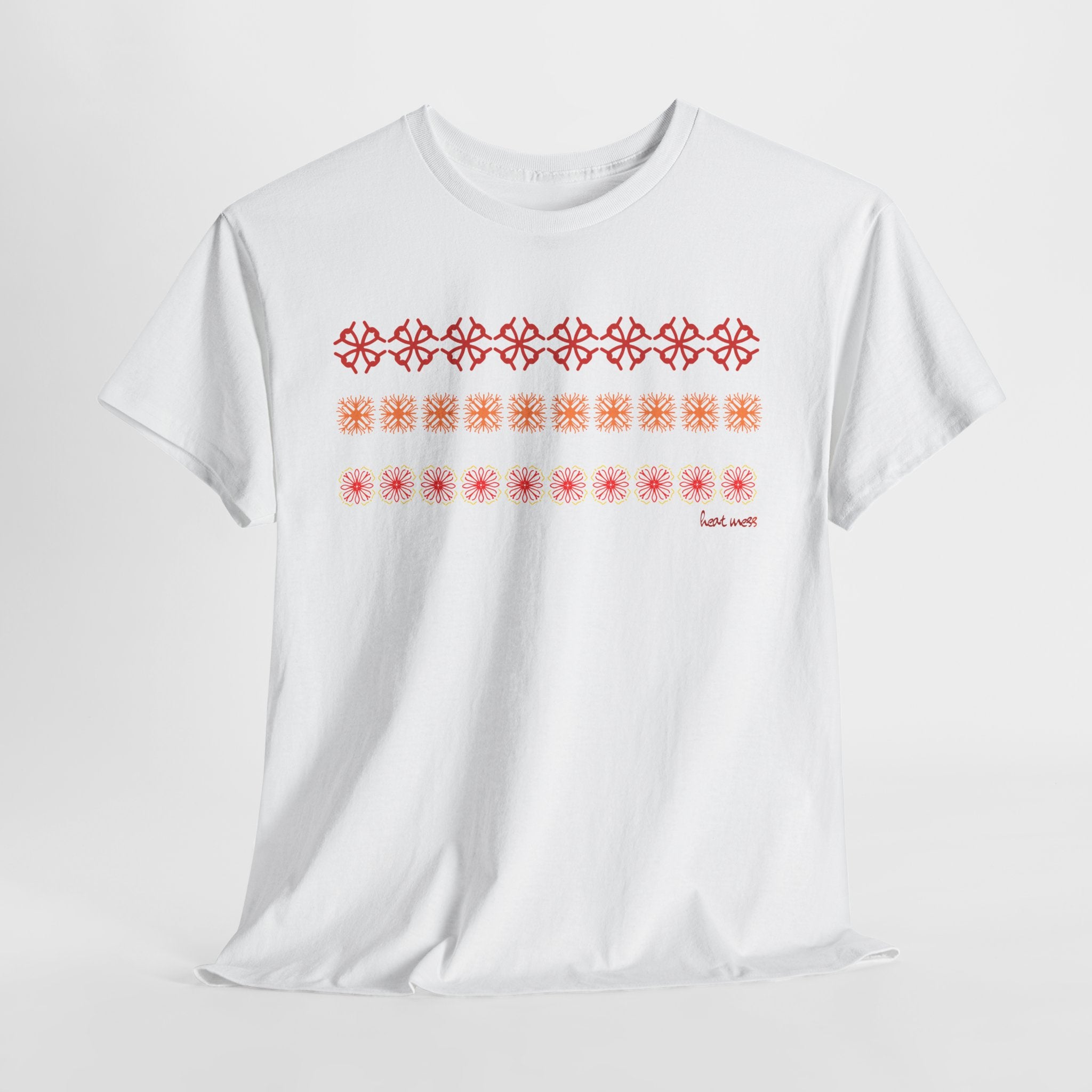 Geometric Floral Stripe T-SHIRT - Heat Mess
