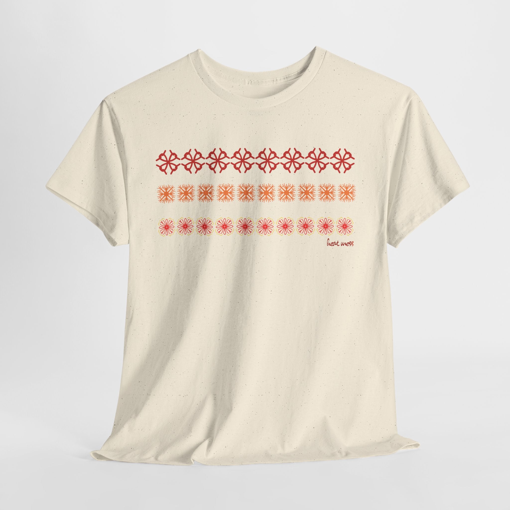 Geometric Floral Stripe T-SHIRT - Heat Mess