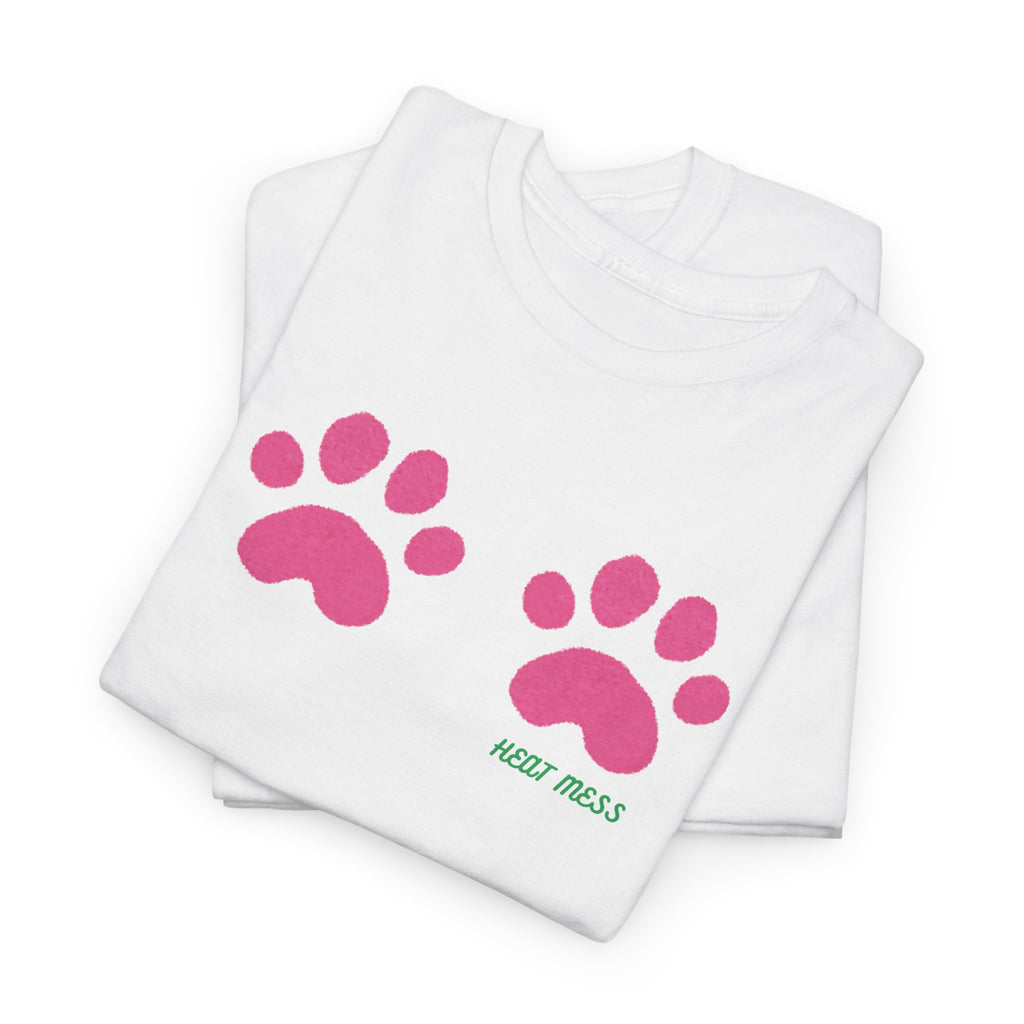 Cute Pink Cat Paw T-Shirt - Heat Mess
