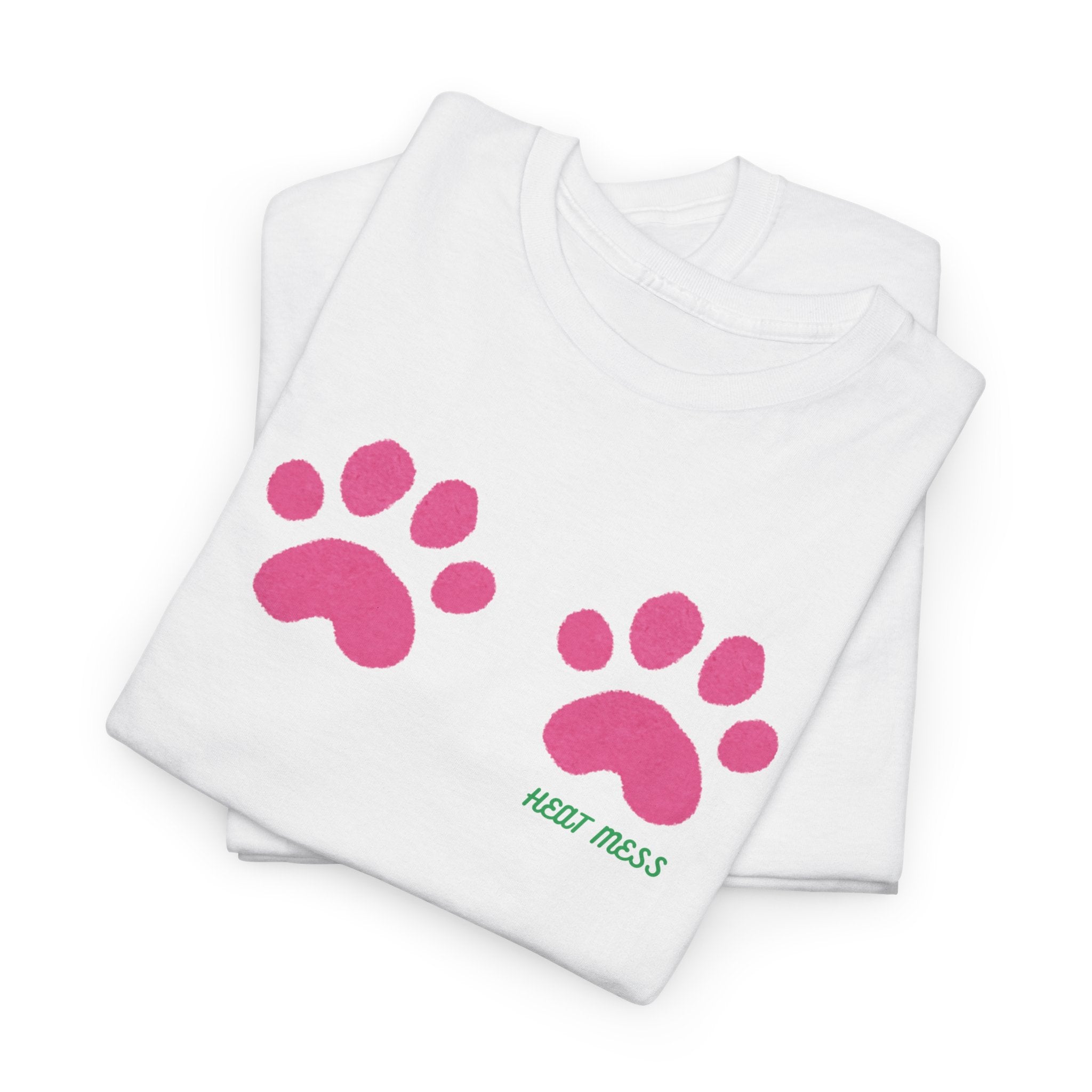 Cute Pink Cat Paw T-Shirt - Heat Mess