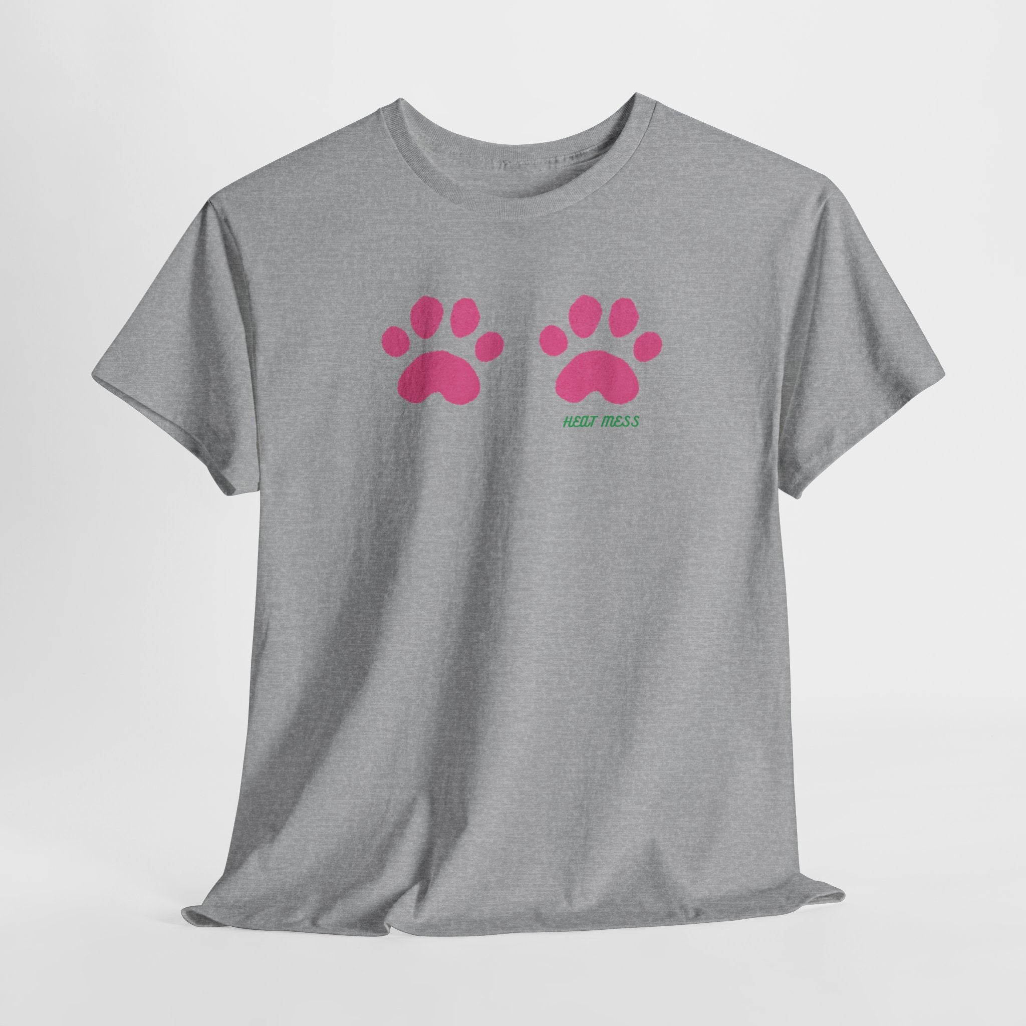 Cute Pink Cat Paw T-Shirt - Heat Mess
