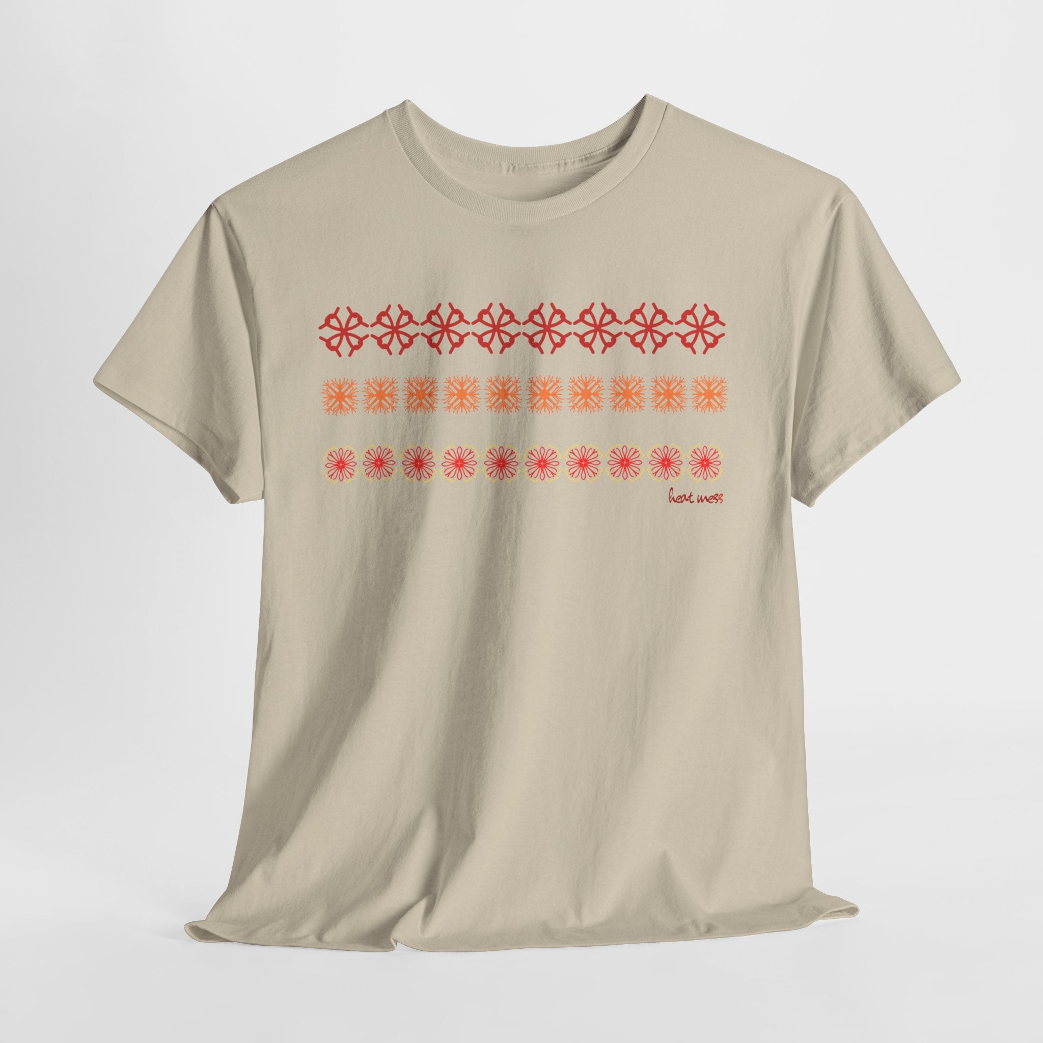 Geometric Floral Stripe T-SHIRT - Heat Mess