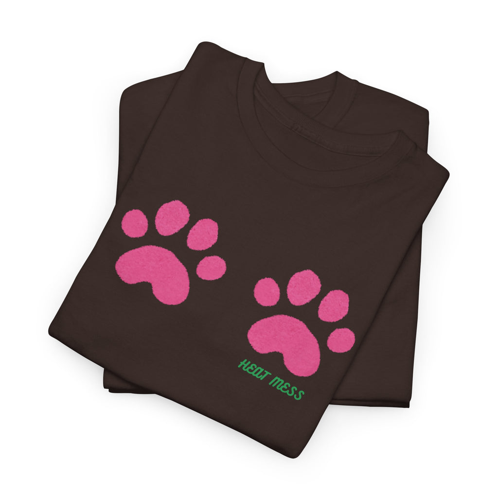 Cute Pink Cat Paw T-Shirt - Heat Mess