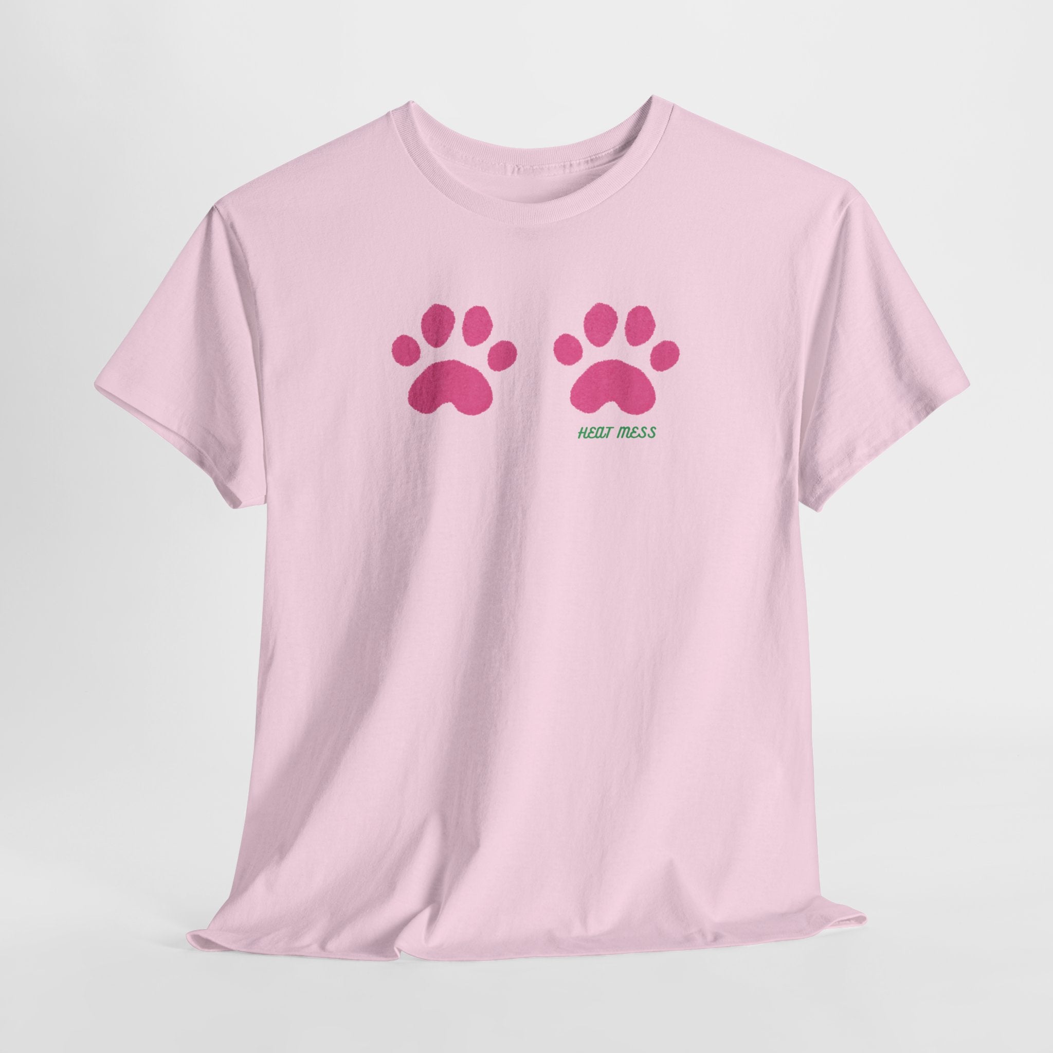 Cute Pink Cat Paw T-Shirt - Heat Mess