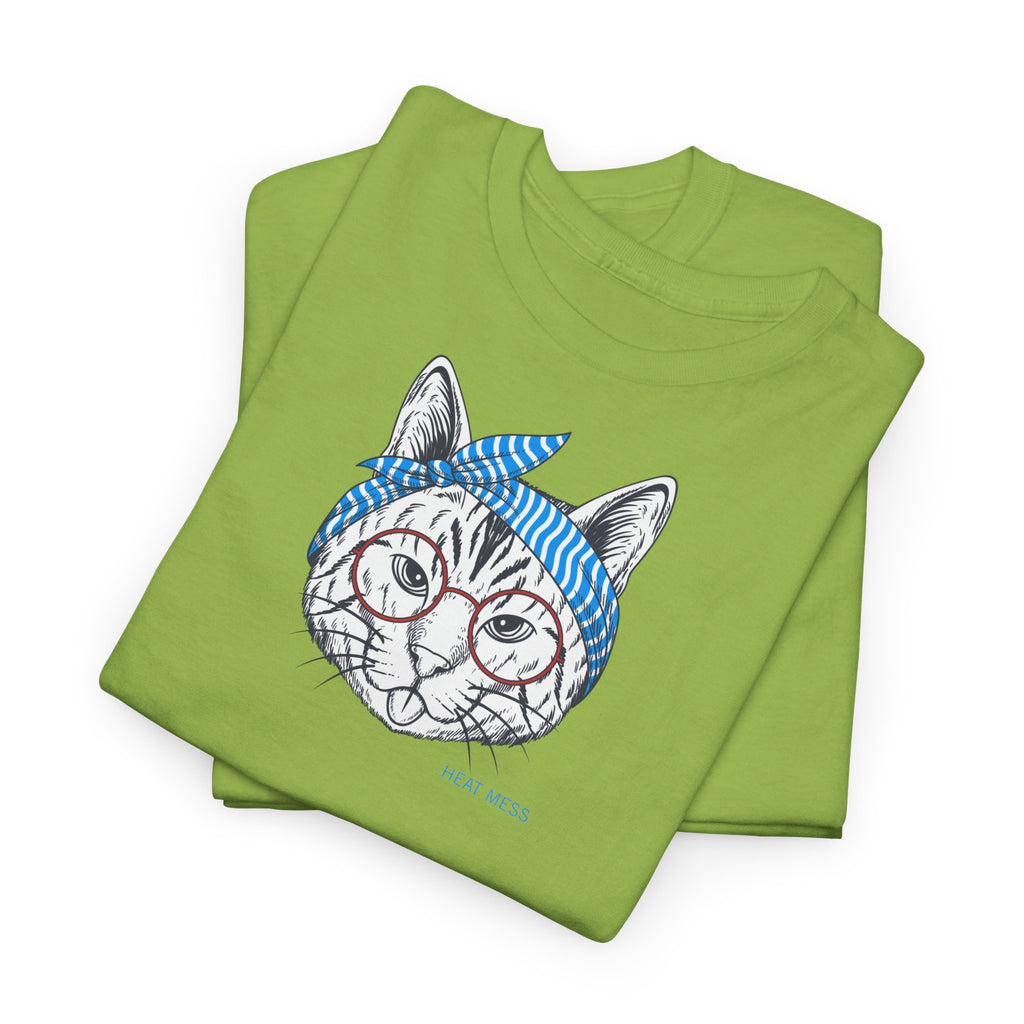 Cat with Bandana T‑Shirt - Heat Mess