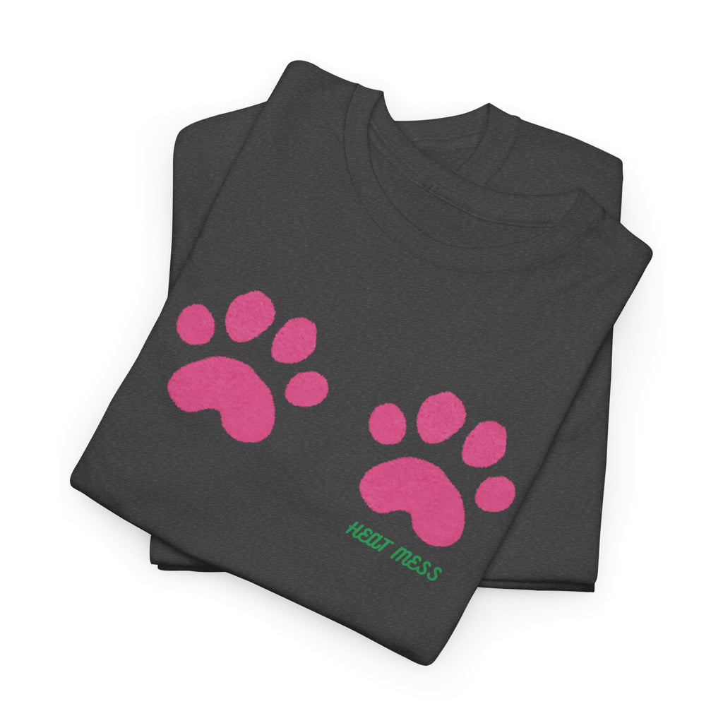 Cute Pink Cat Paw T-Shirt - Heat Mess