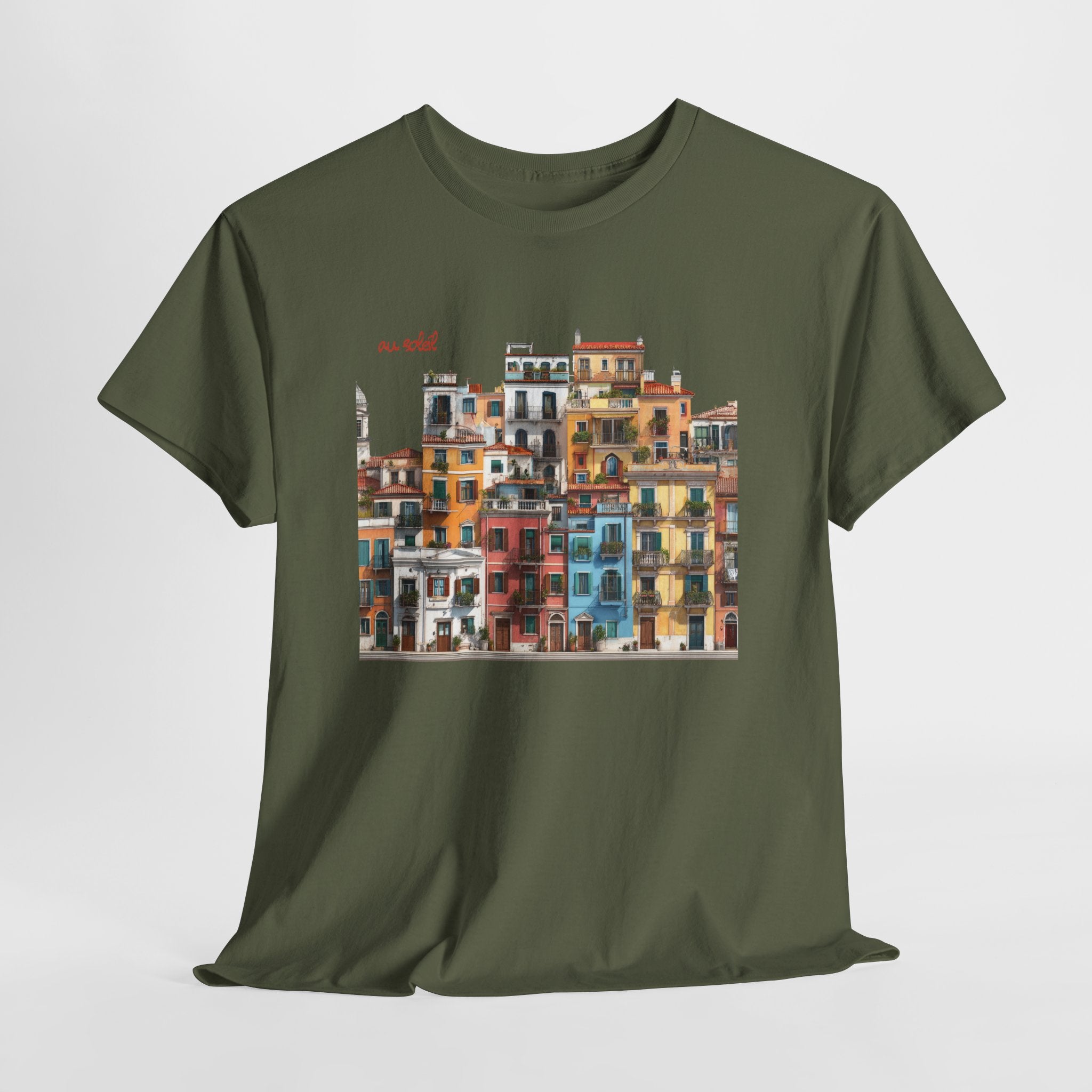 Italian Coastal Buildings T-Shirt - Heat Mess