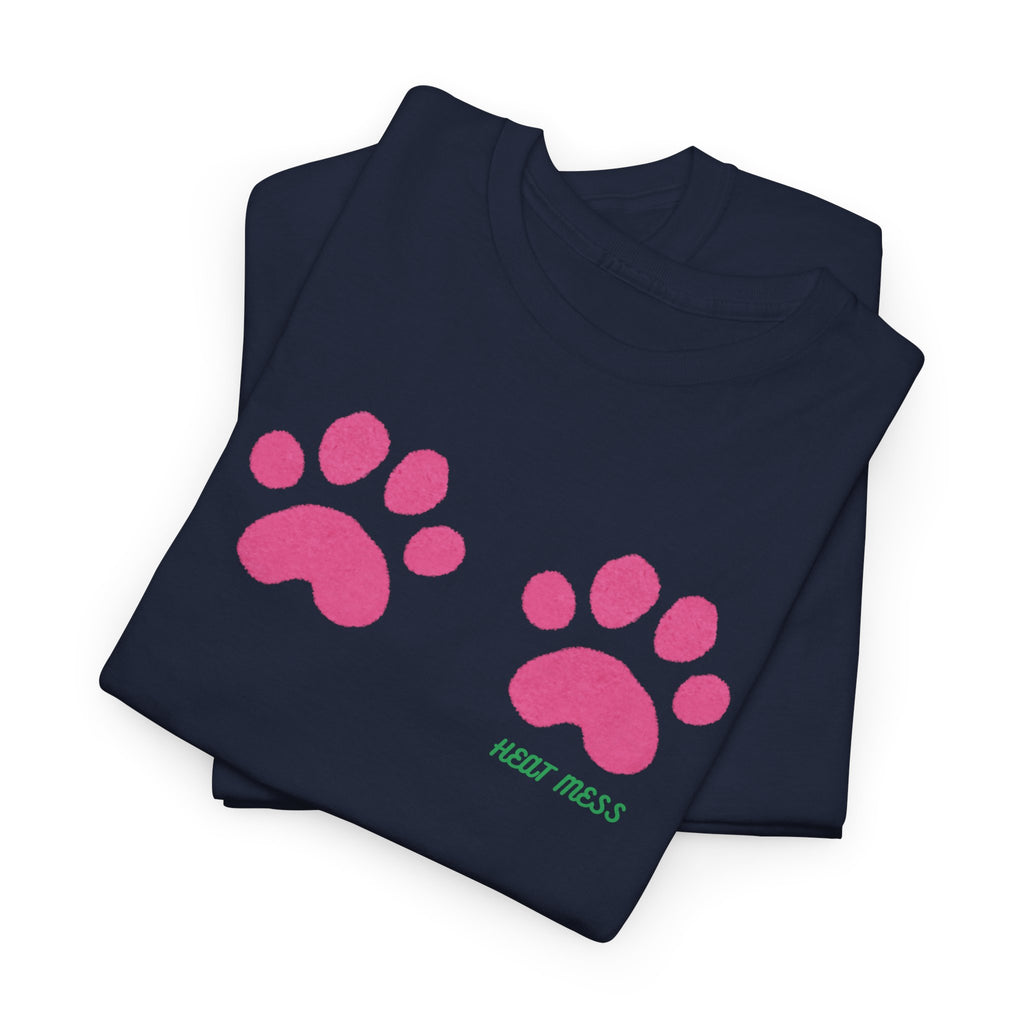 Cute Pink Cat Paw T-Shirt - Heat Mess