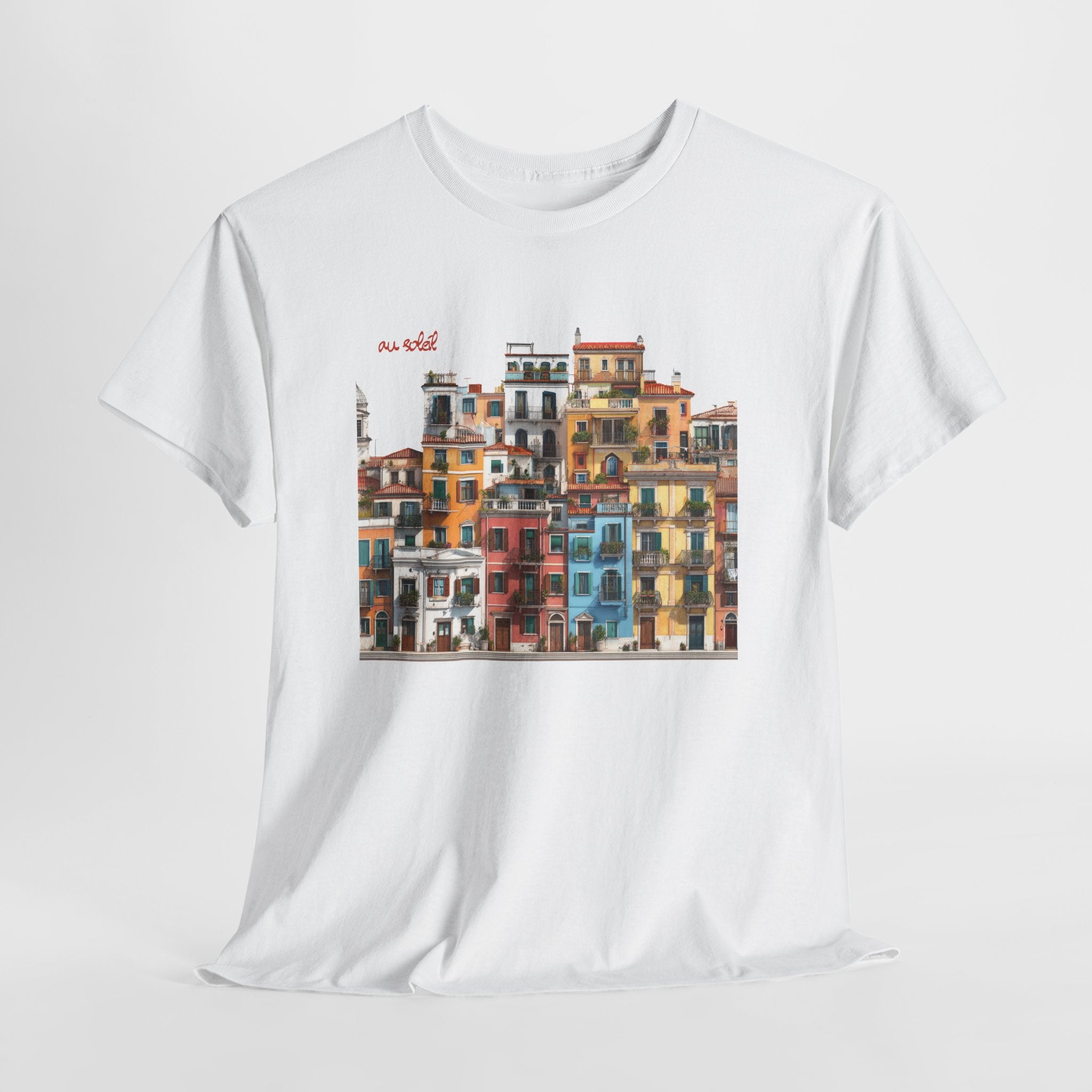 Italian Coastal Buildings T-Shirt - Heat Mess