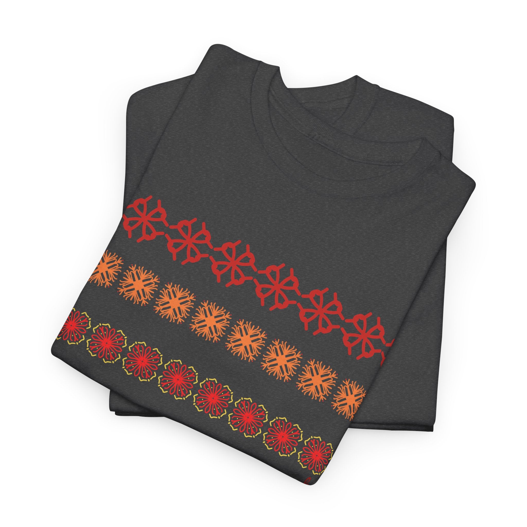 Geometric Floral Stripe T-SHIRT - Heat Mess