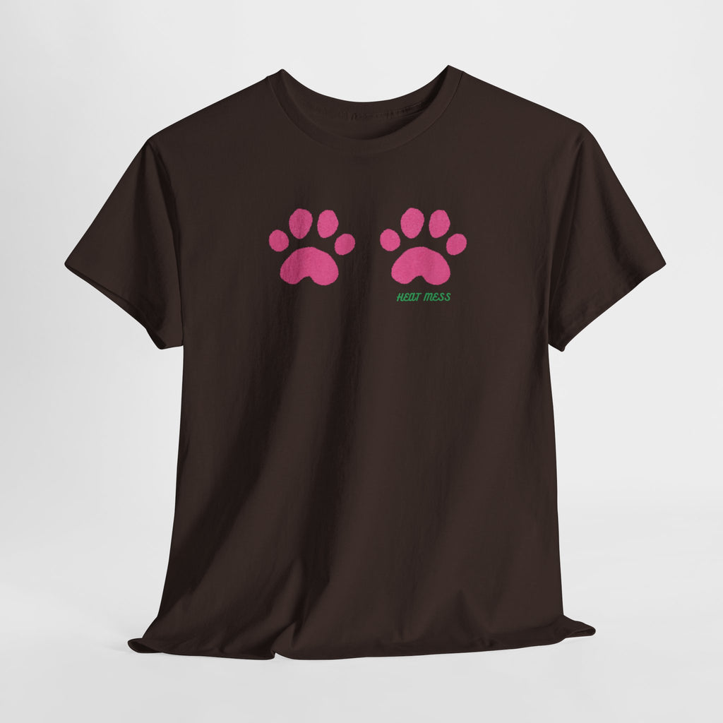 Cute Pink Cat Paw T-Shirt - Heat Mess