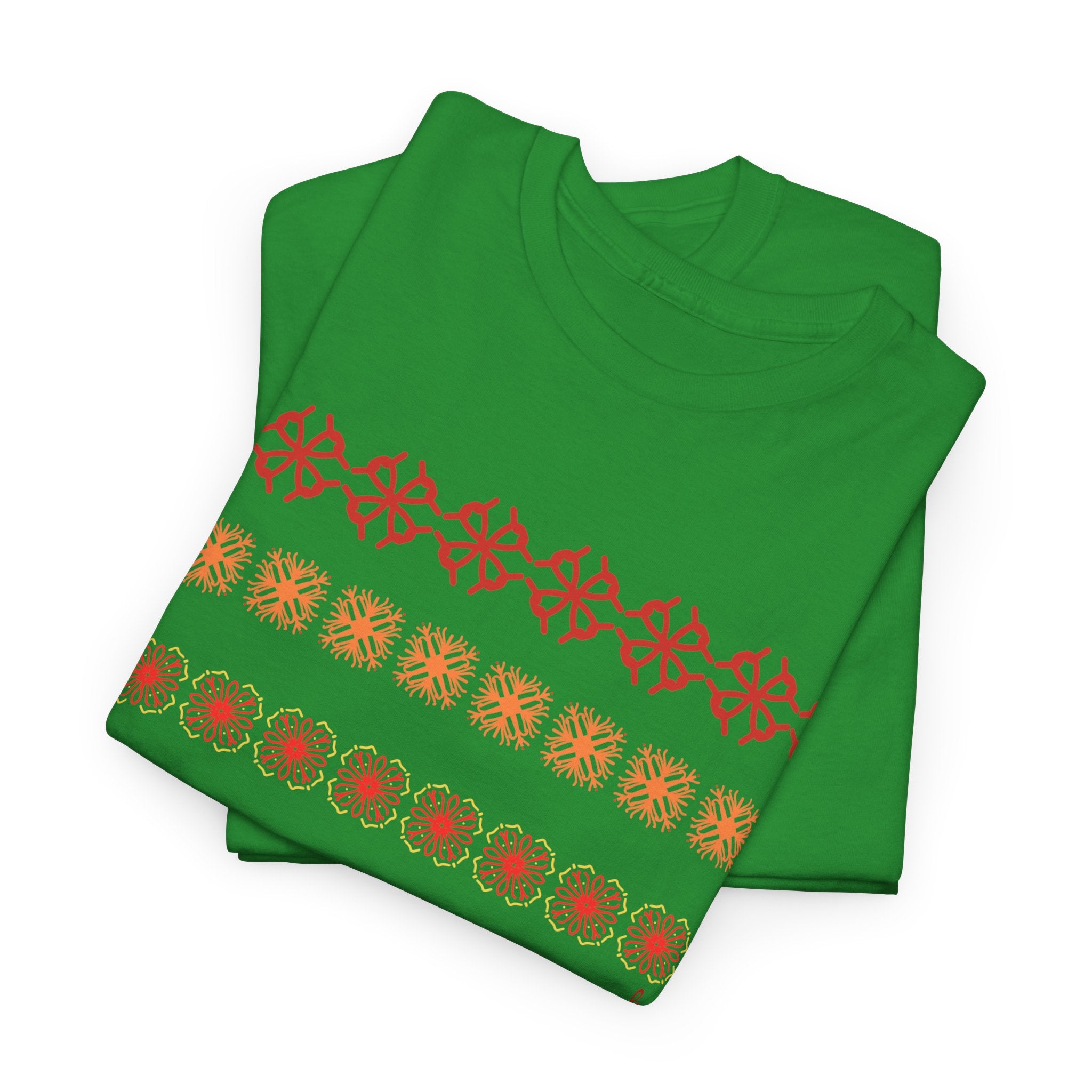 Geometric Floral Stripe T-SHIRT - Heat Mess