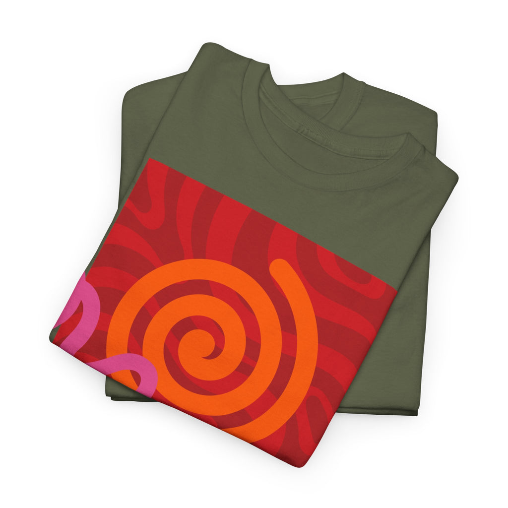 Orange & Pink Abstract Design T-Shirt - Heat Mess