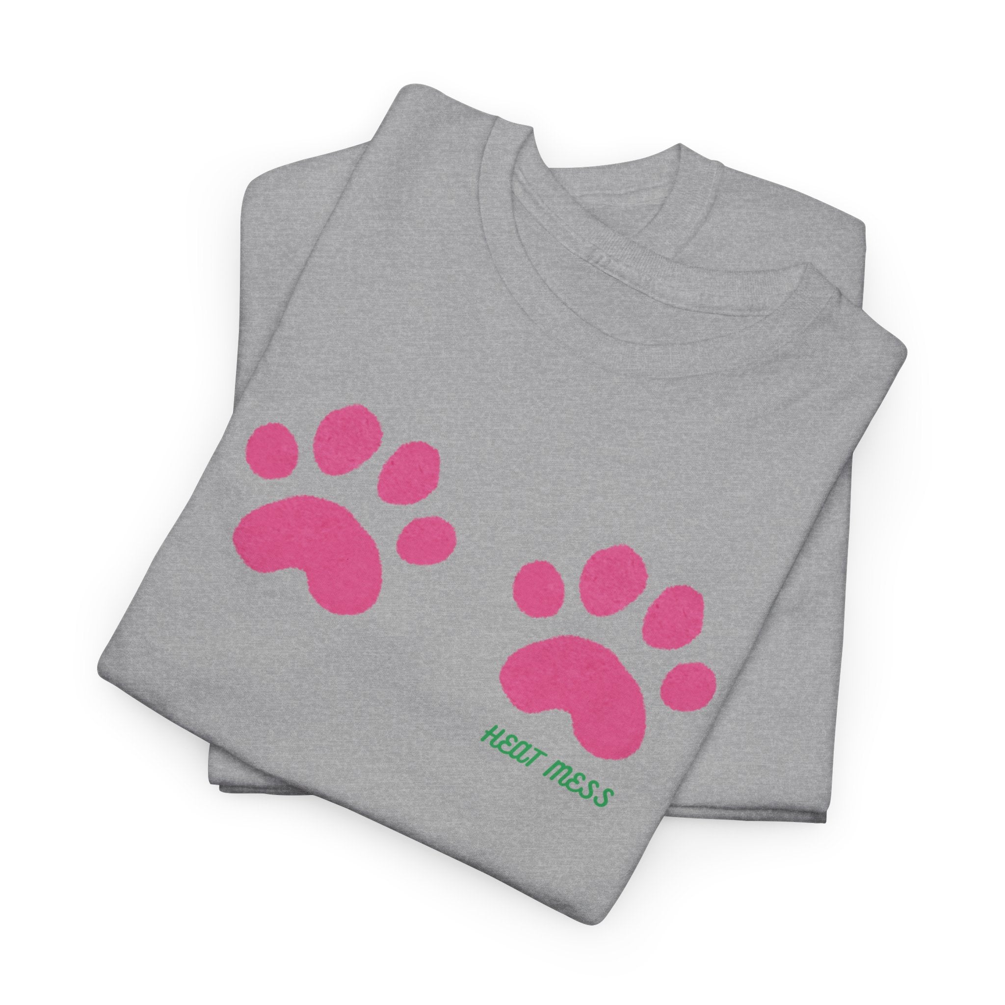 Cute Pink Cat Paw T-Shirt - Heat Mess