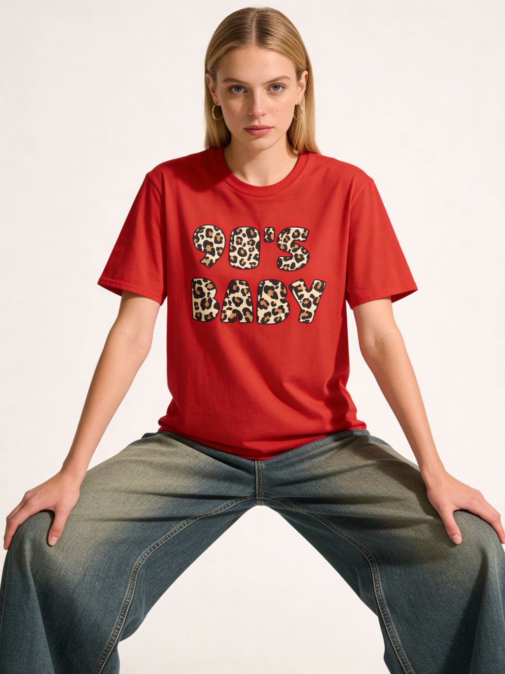 90s Baby Leopard Print T‑Shirt - Heat Mess