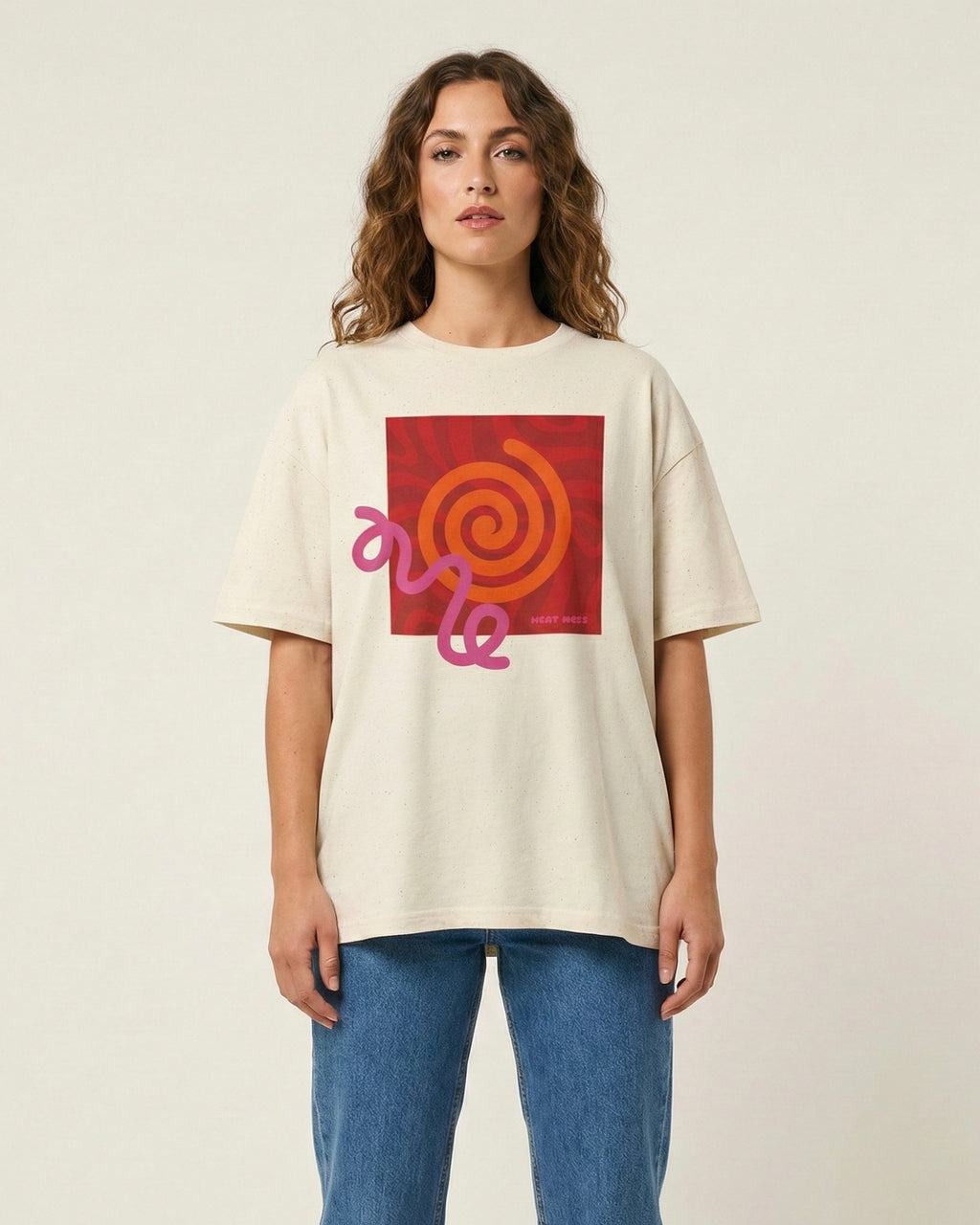 Orange & Pink Abstract Design T-Shirt - Heat Mess