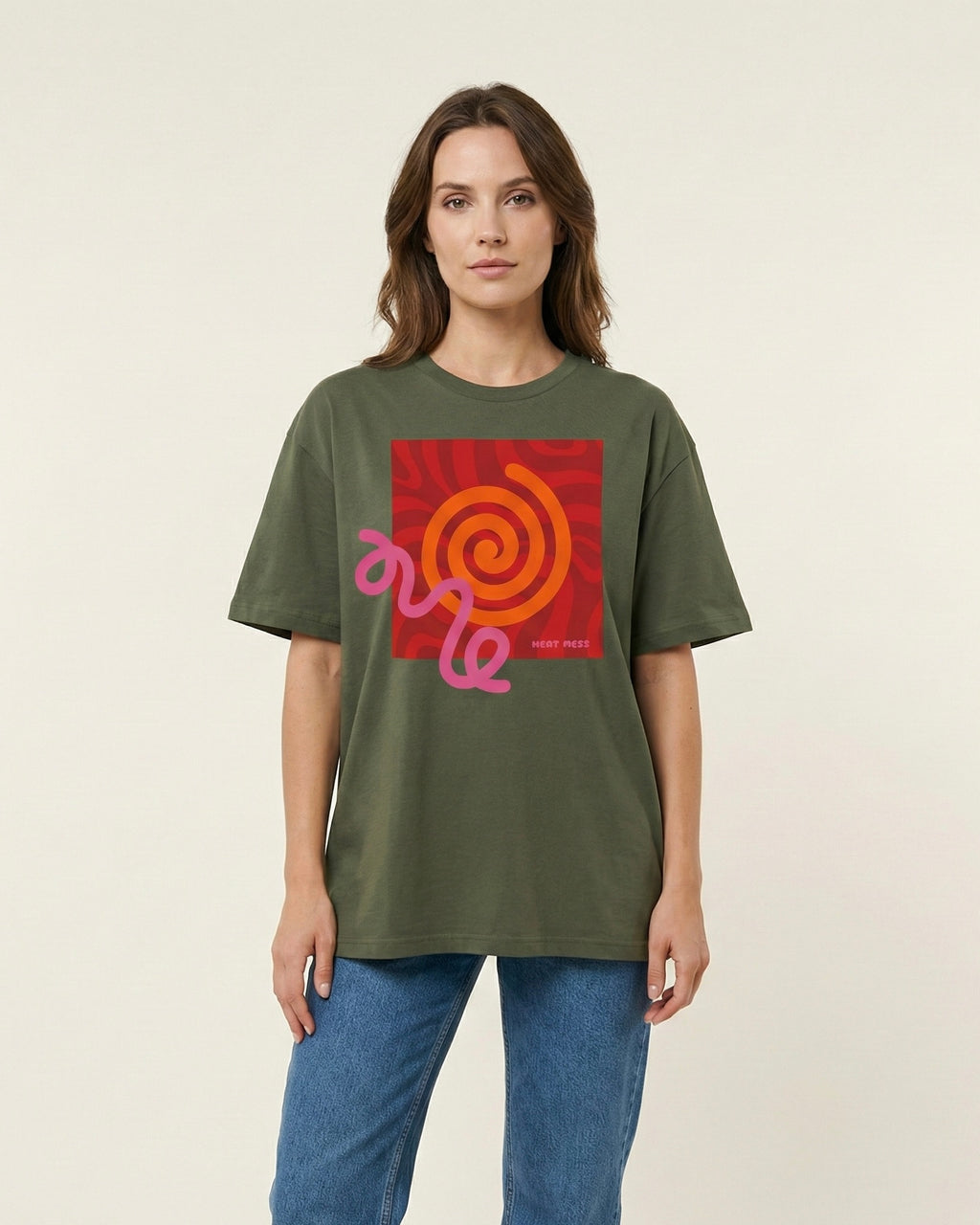Orange & Pink Abstract Design T-Shirt - Heat Mess