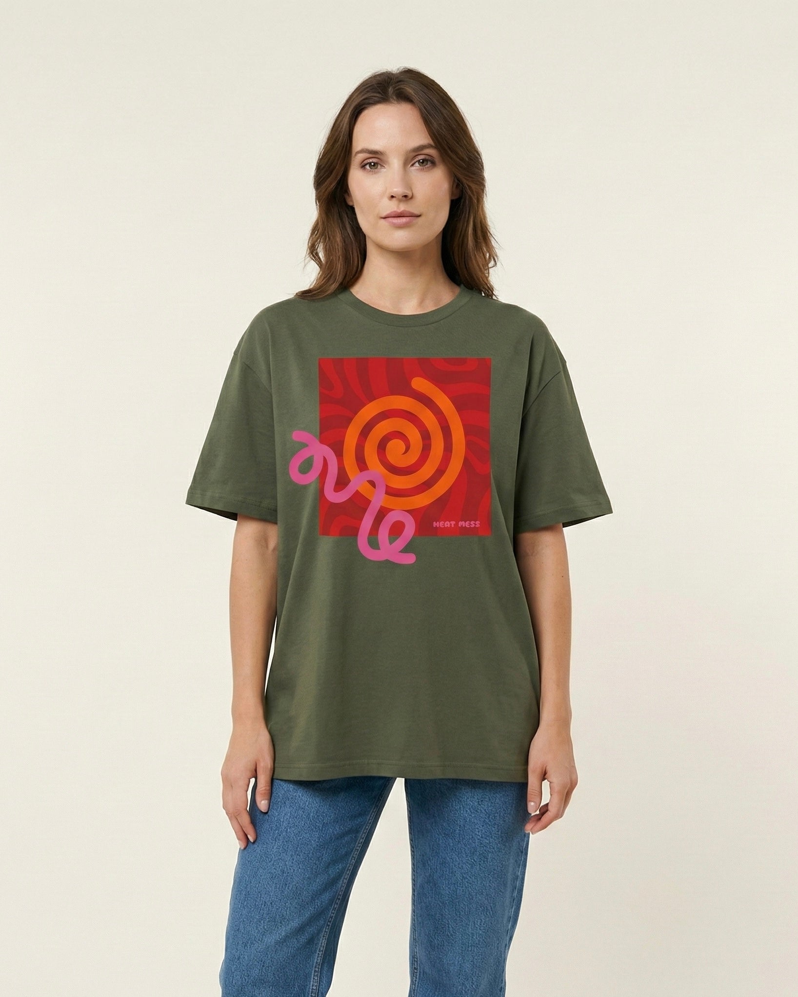 Orange & Pink Abstract Design T-Shirt - Heat Mess