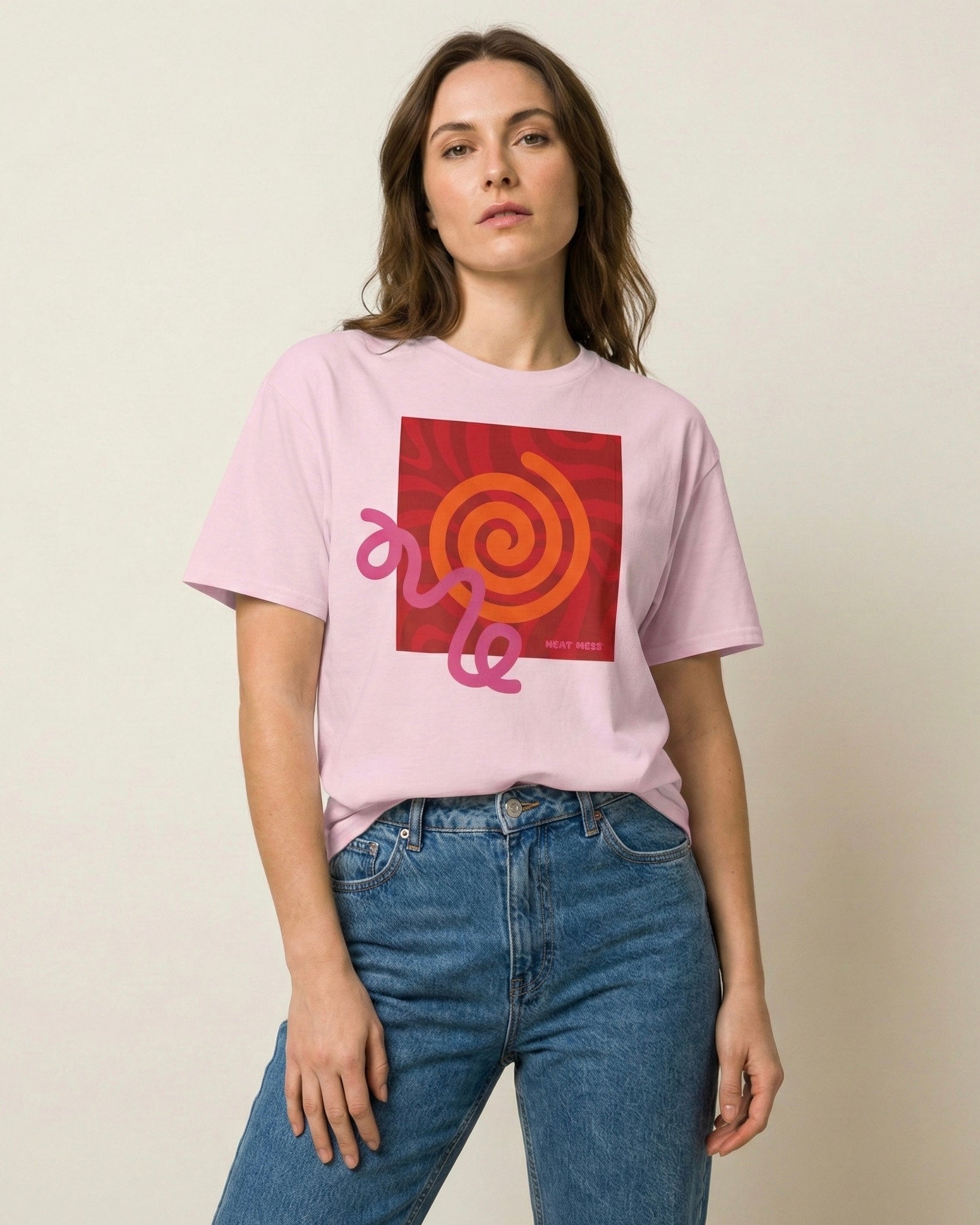 Orange & Pink Abstract Design T-Shirt - Heat Mess