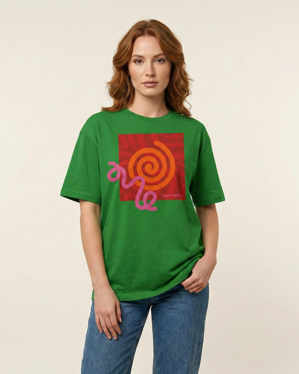 Orange & Pink Abstract Design T-Shirt - Heat Mess