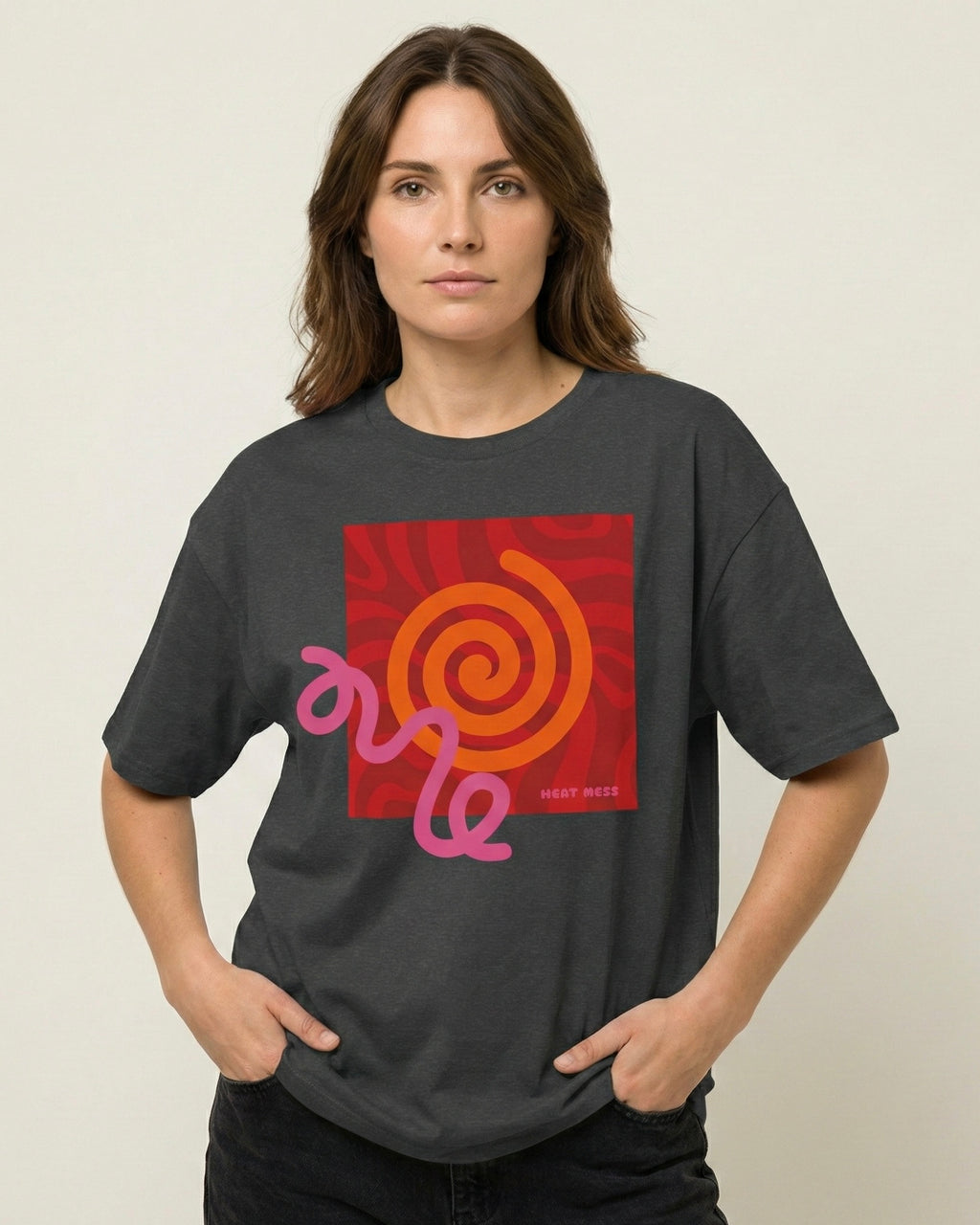 Orange & Pink Abstract Design T-Shirt - Heat Mess