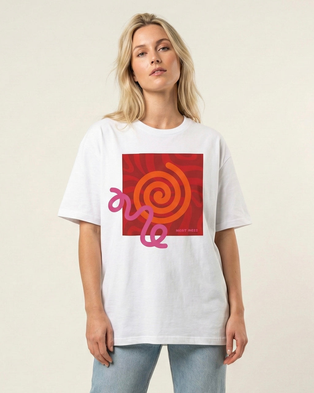 Orange & Pink Abstract Design T-Shirt - Heat Mess
