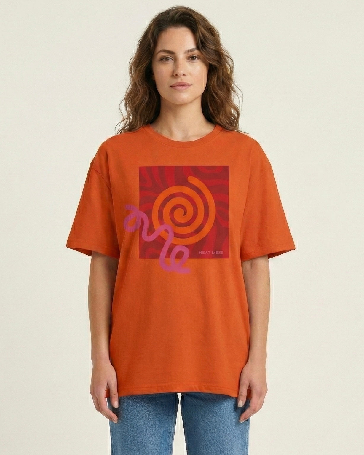 Orange & Pink Abstract Design T-Shirt - Heat Mess